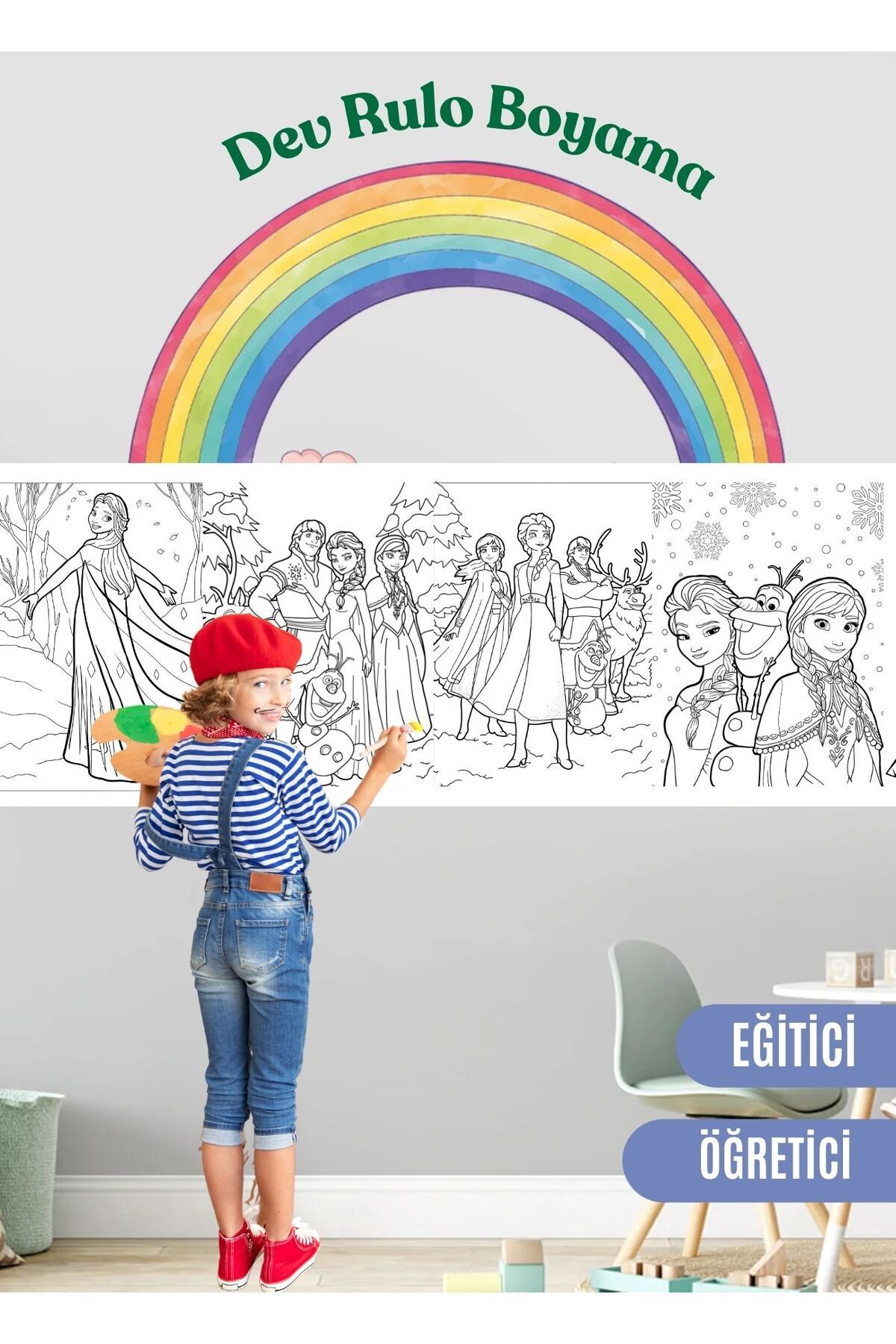 MASAL EVRENİ Elsa Ve Arkadaşları Boyama Etkinliği - DEV RULO BOYAMA 2 Metre