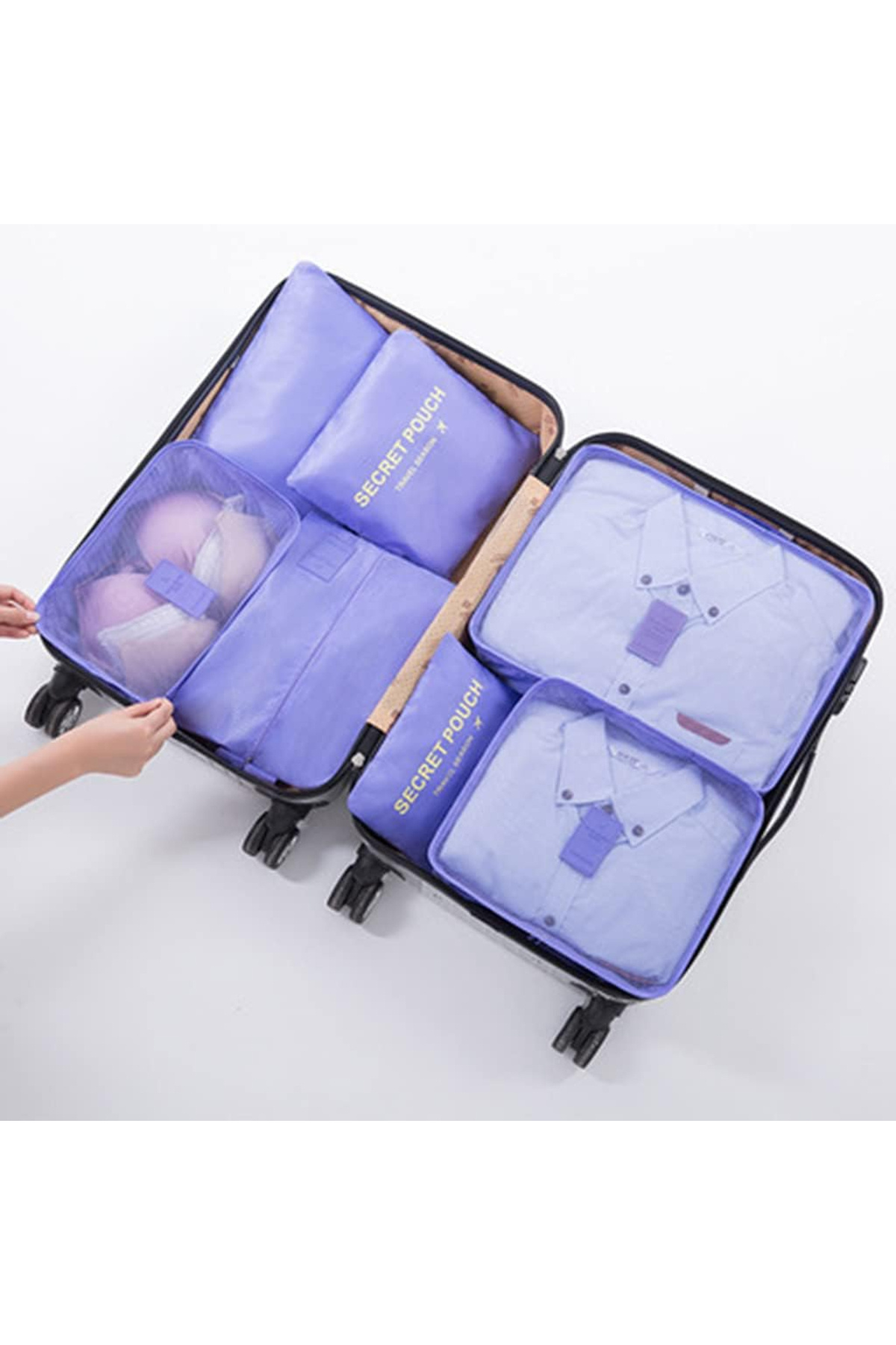 TECOS-Luggage organizer consisting of 6 pieces, perfect for trolley or suitcase, purple 2