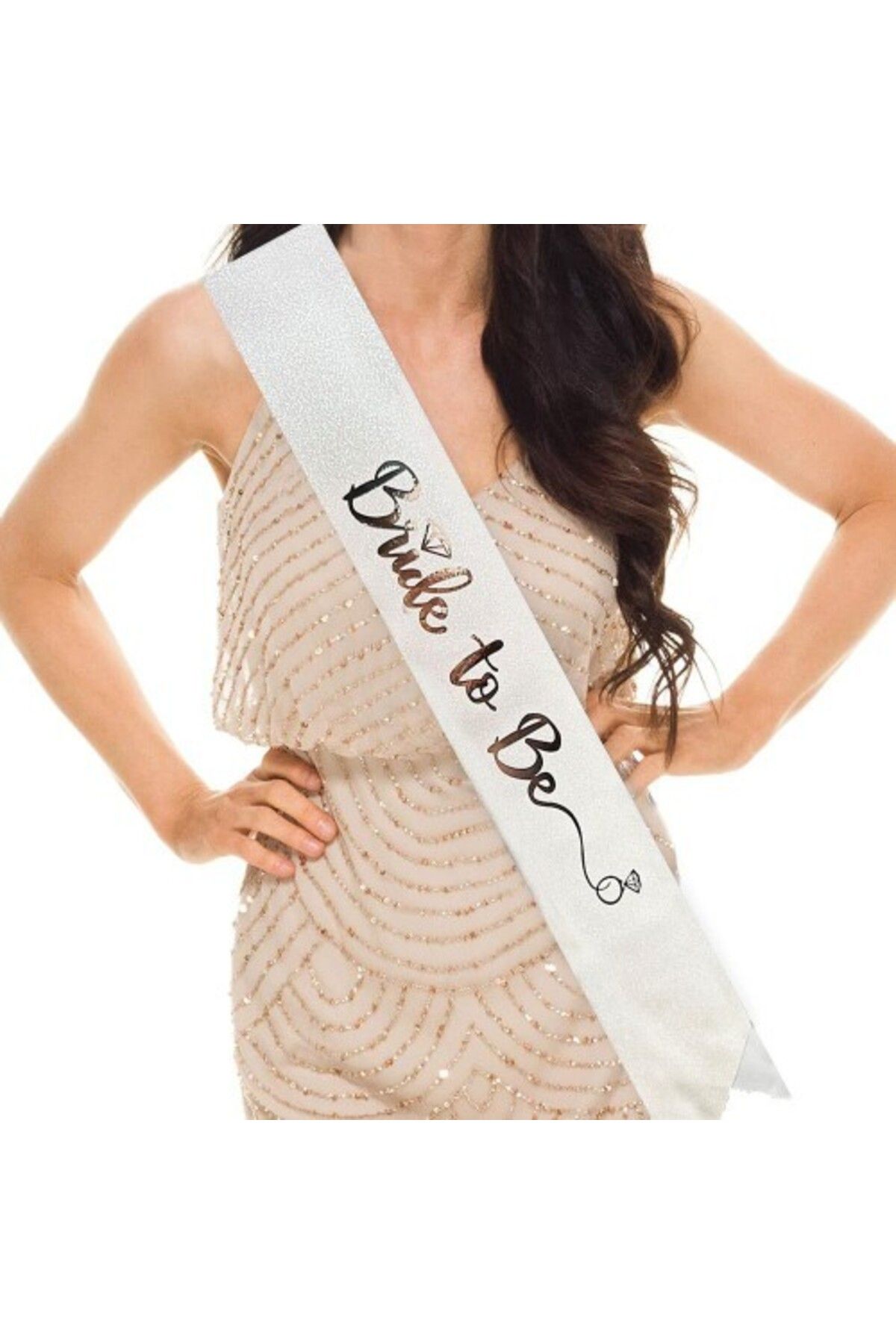 Otocub Beyaz Gümüş Bride To Be Yazılı Kuşak Kemer