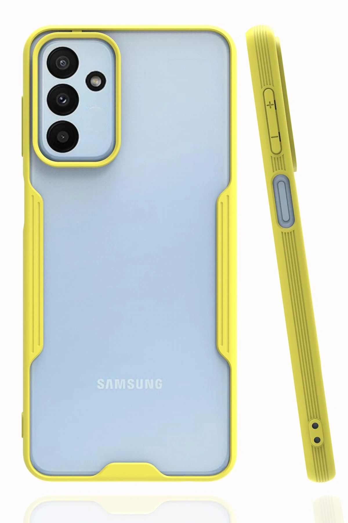 NewFace Samsung Galaxy M23 Kılıf Platin Silikon - Sarı GLSTD