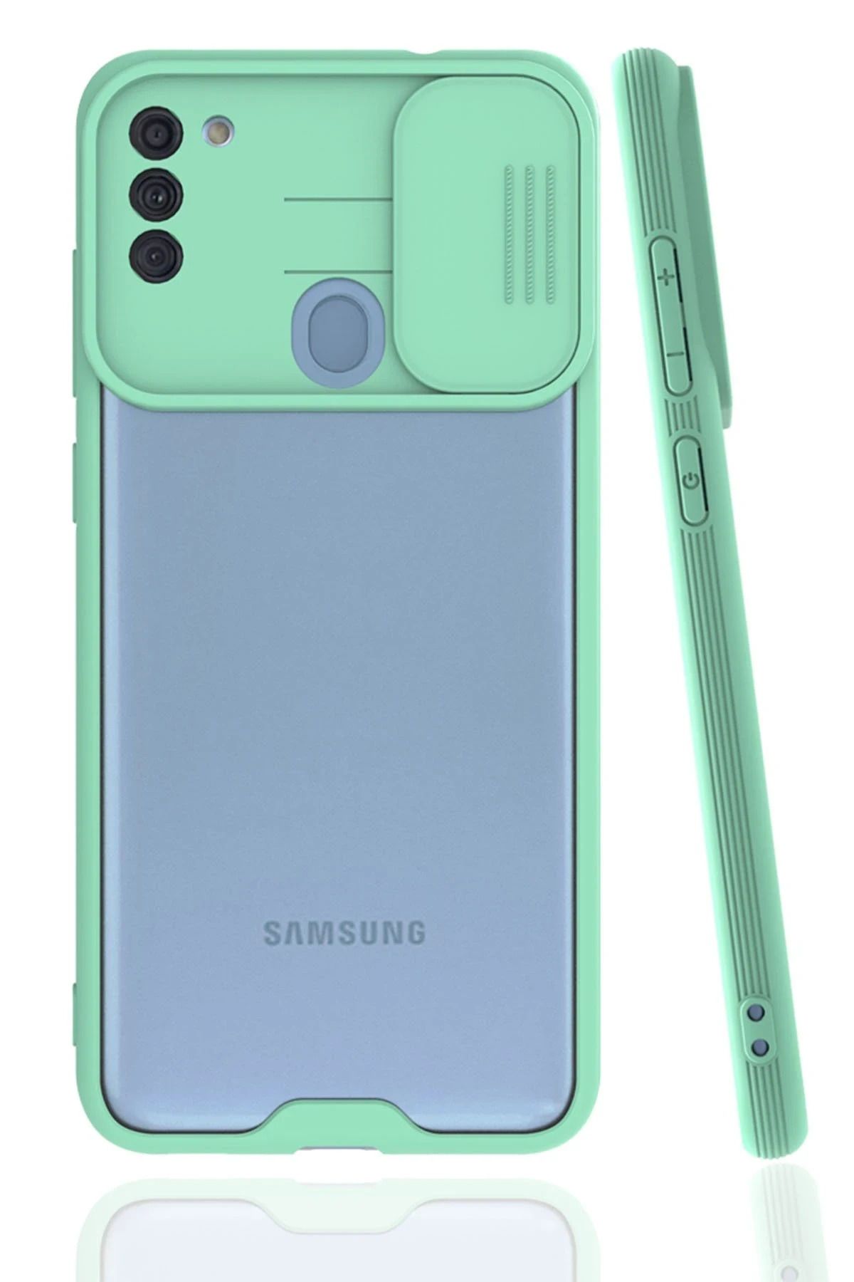 NewFace Samsung Galaxy A11 Kılıf Platin Kamera Koruma Silikon - Açık Yeşil GLSTD
