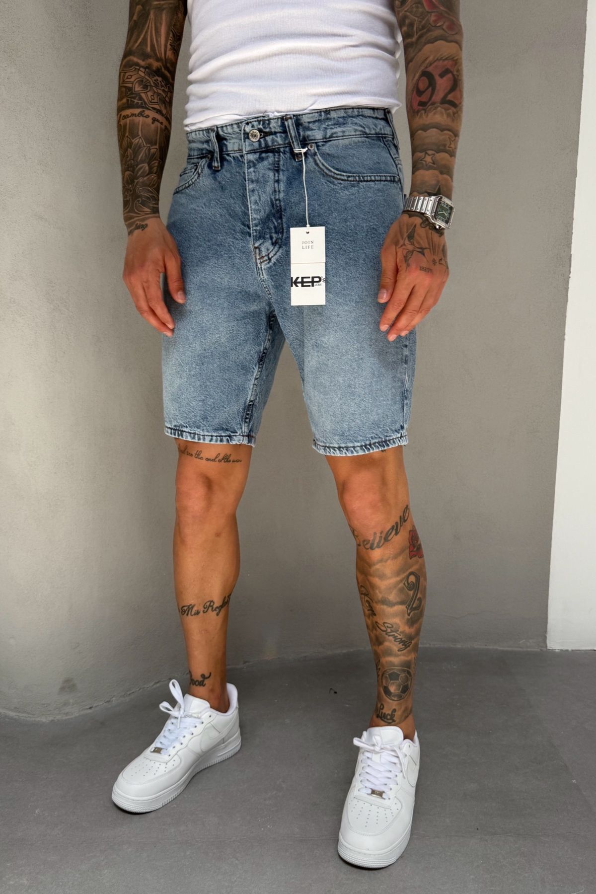 MADZEYMODA Mavi Denim Kumaş Erkek Jean Kot Şort Mz484