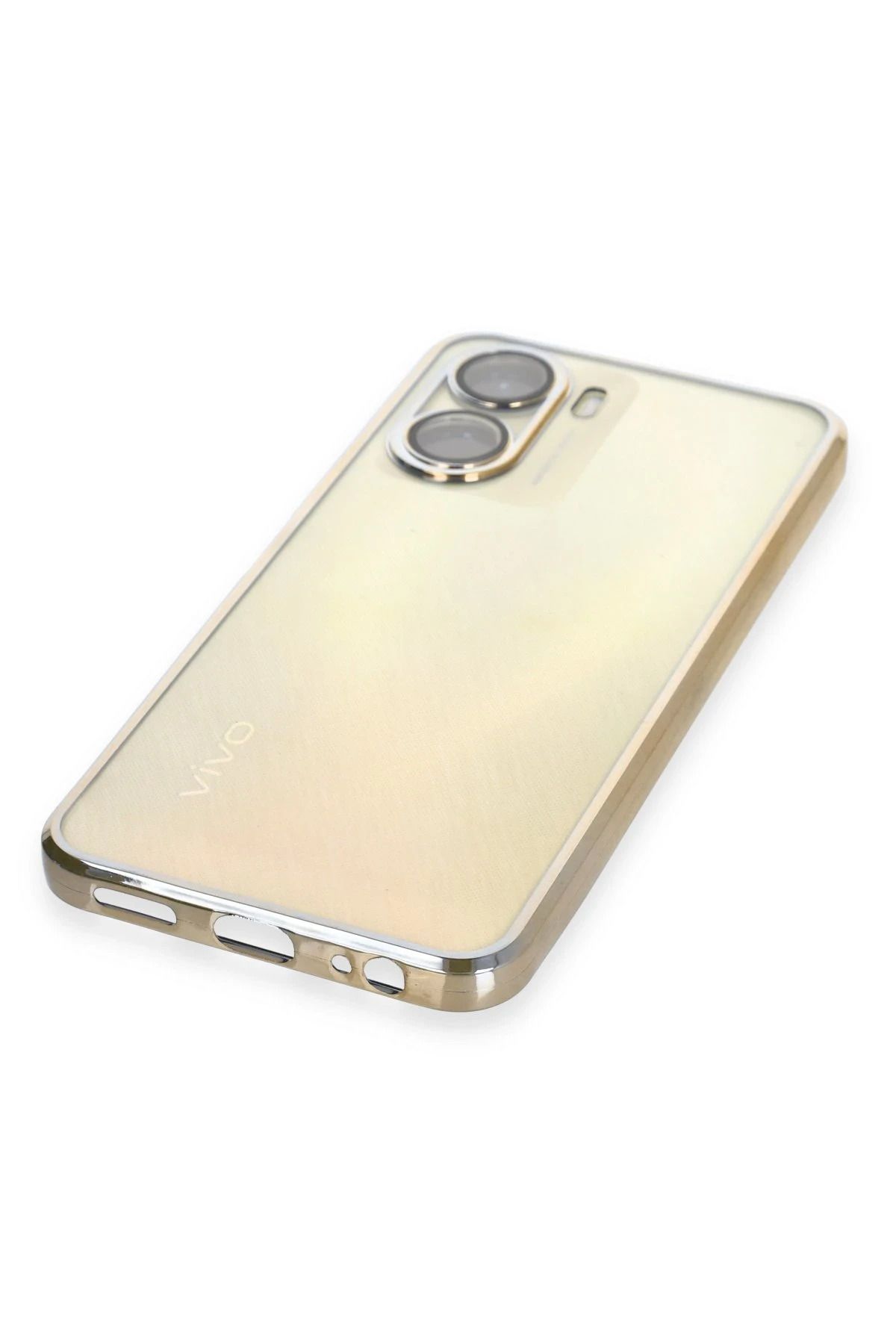 NewFace Vivo Y16 Kılıf Lensli Silikon - Gold GLSTD