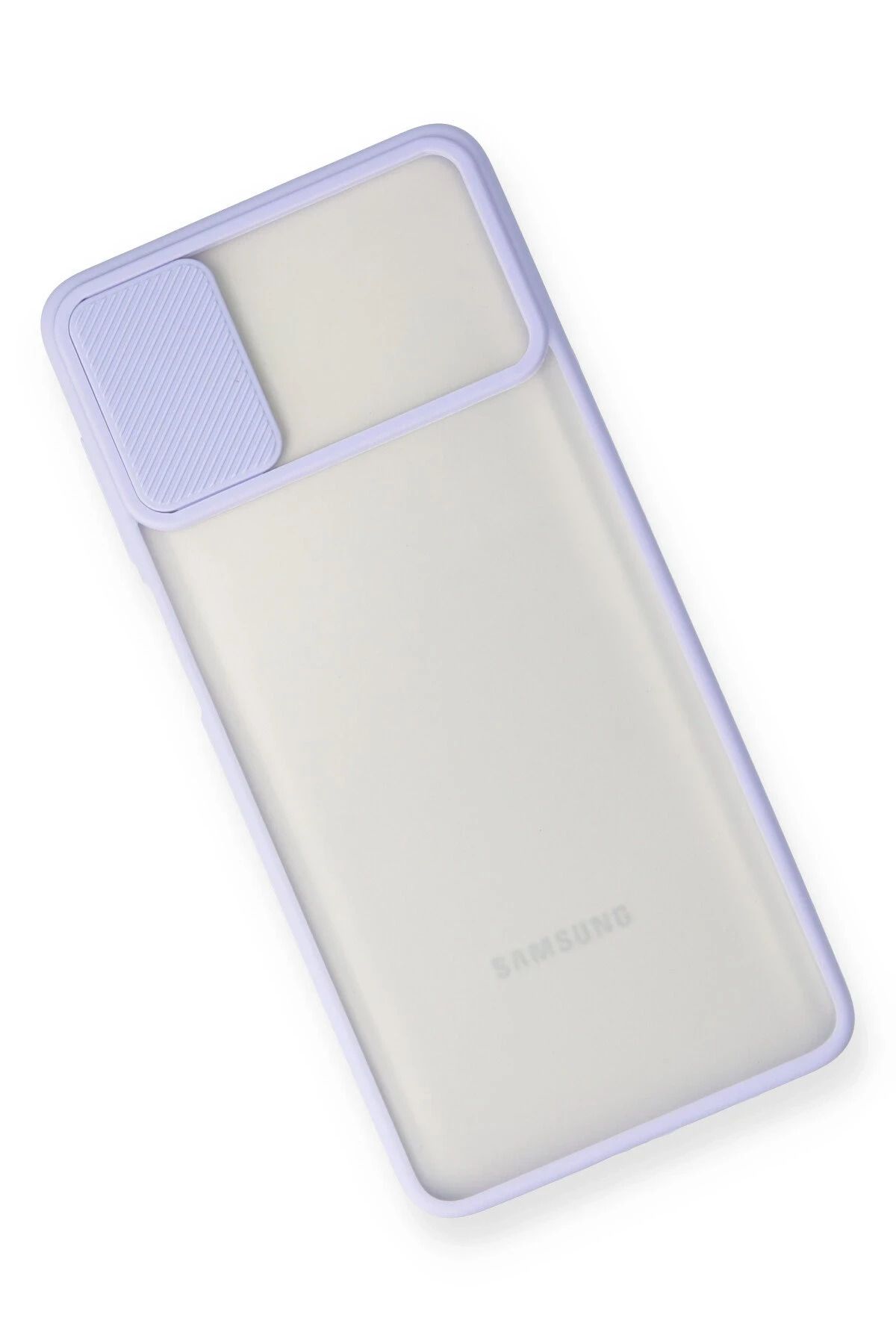 NewFace Samsung Galaxy M51 Kılıf Palm Buzlu Kamera Sürgülü Silikon - Lila SVLRS