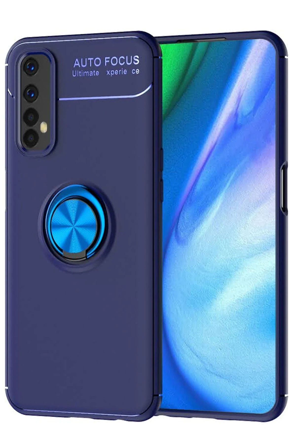 NewFace Realme 7 Kılıf Range Yüzüklü Silikon - Mavi GLSTD