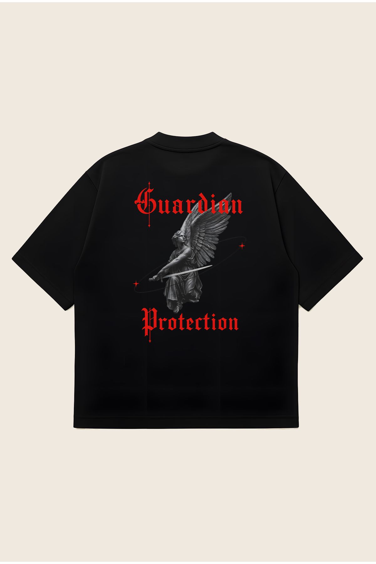 Moon Dancer Guardian Unisex Oversize Baskılı Boxy Fit Kalın Kumaşlı T-shirt