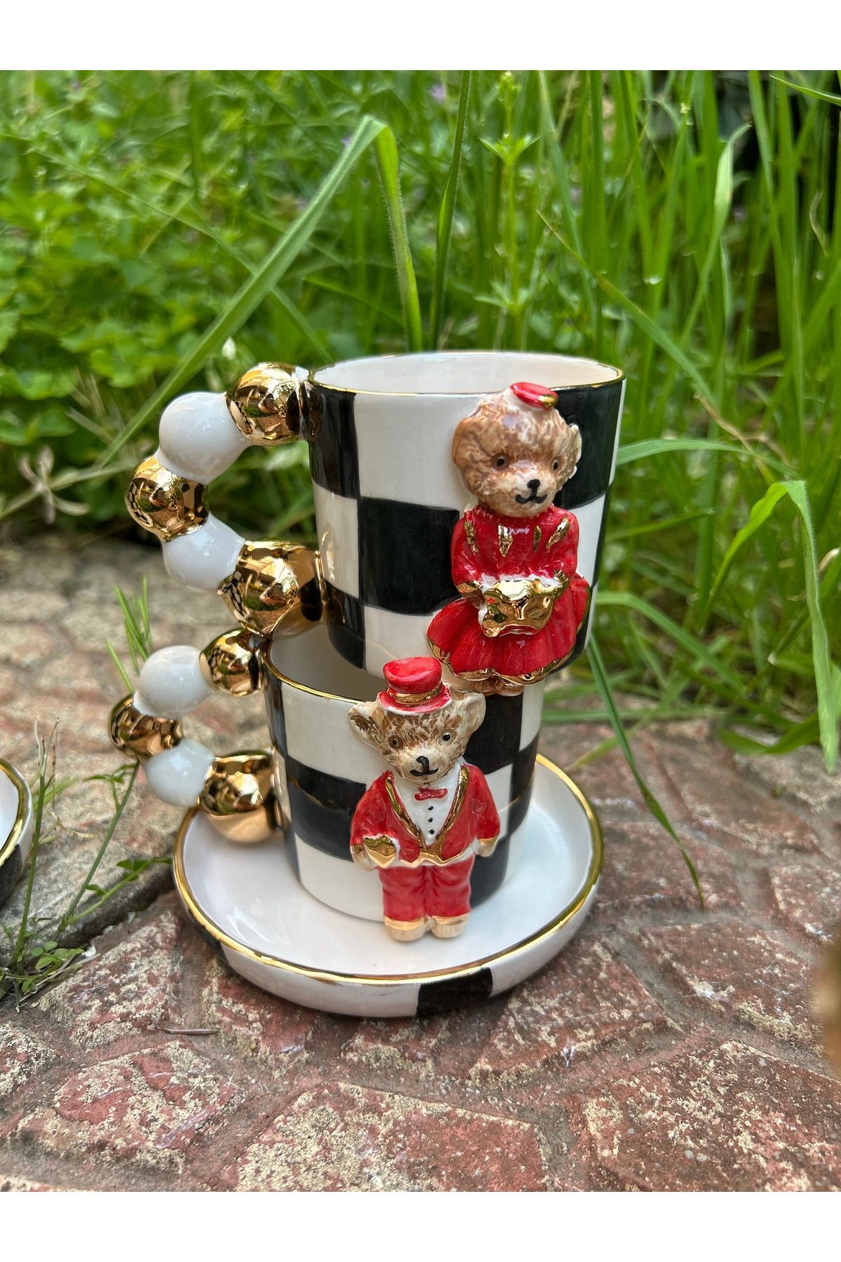 vanilya accessory Kırmızı teddy fincan 2li (Seramik)