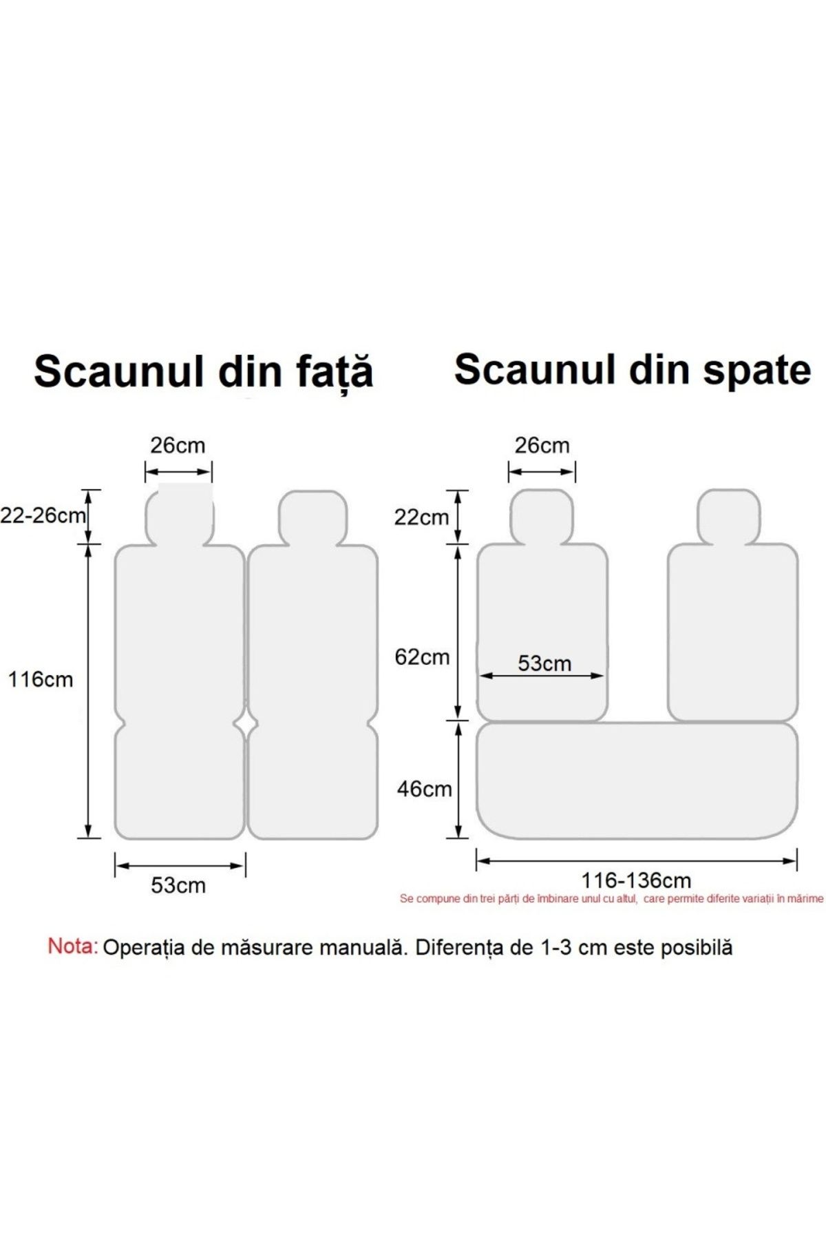 Umbrella-Set huse scaune auto universale, material textil negru si cusatura rosie, fata-spate 3