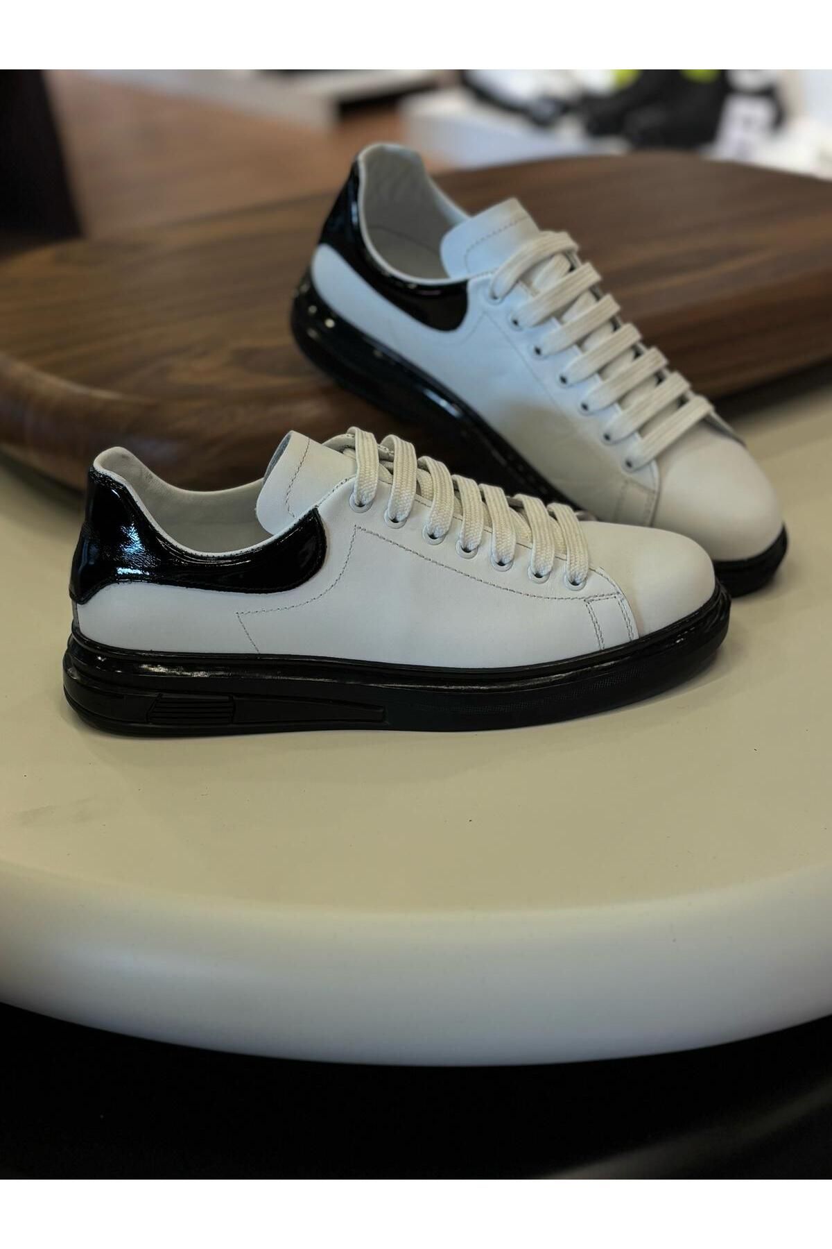 Paulo ALEXSANDER MCQUEEN BEYAZ RUGAN DETAYLI HAKİKİ DERİ ERKEK SNEAKERS - ERKEK AYAKKABI - SPOR AYAKKABI