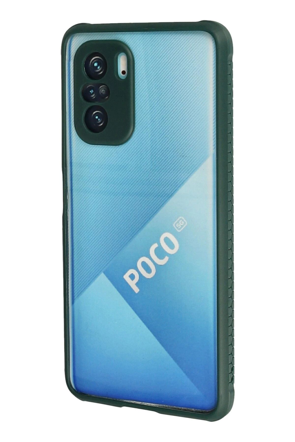 NewFace Xiaomi Poco F3 Kılıf Miami Şeffaf Silikon - Koyu Yeşil GLSTD