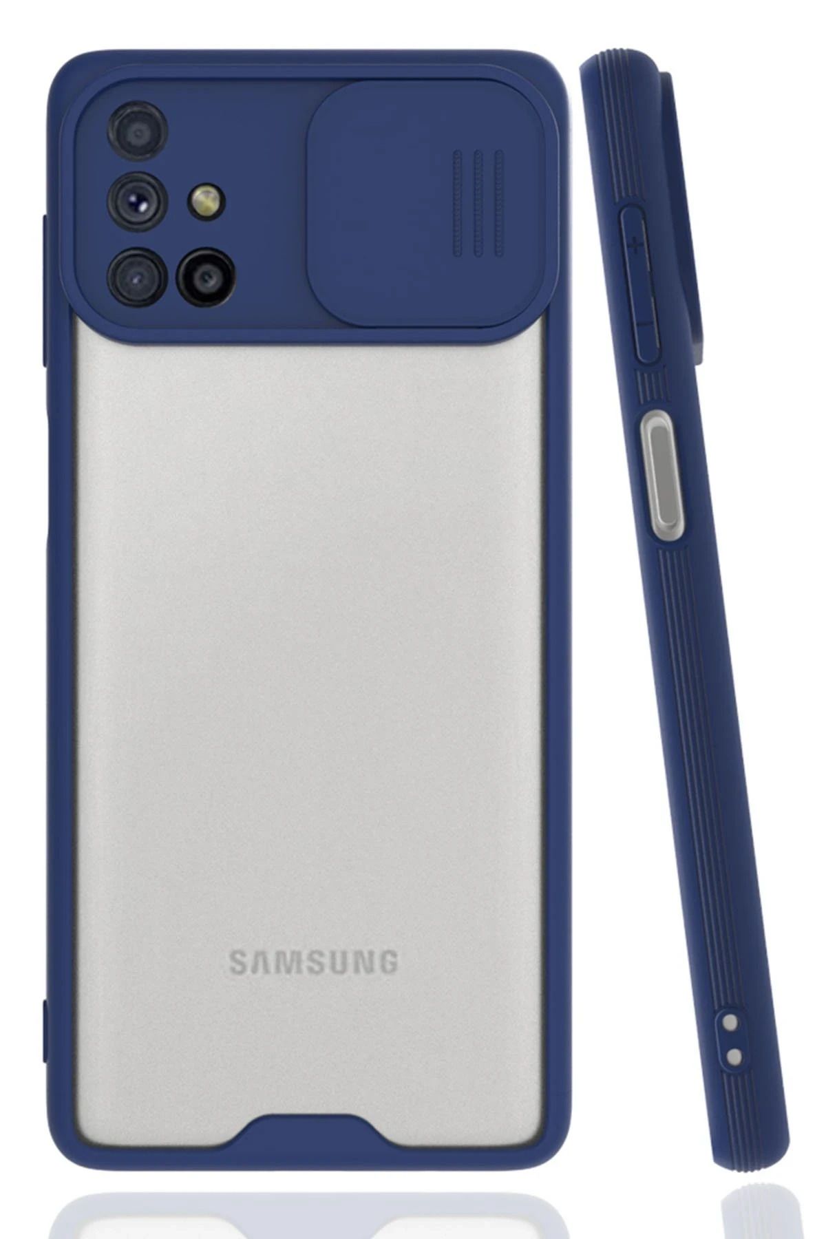 NewFace Samsung Galaxy M51 Kılıf Platin Kamera Koruma Silikon - Lacivert GLSTD