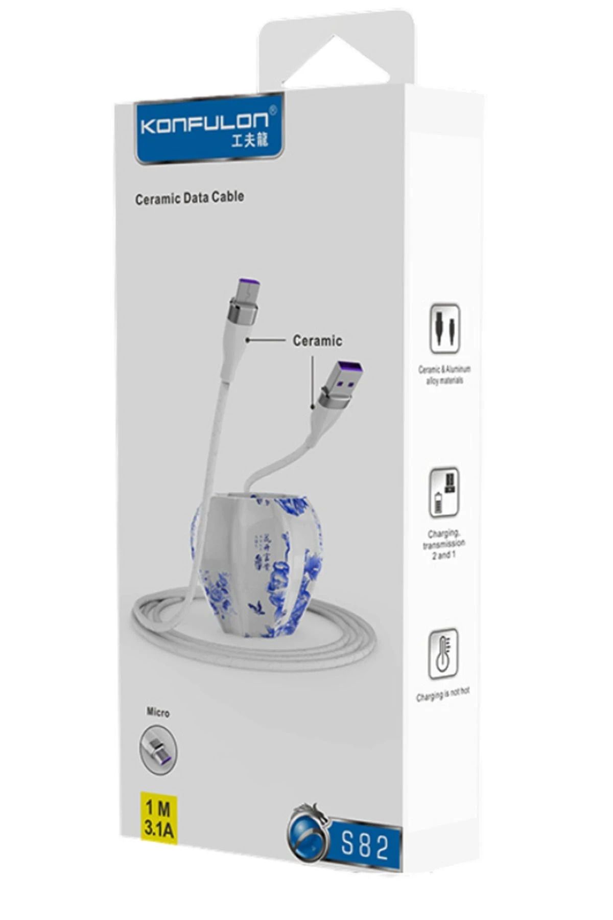 Konfulon DC24 Micro USB Kablo 1.2M 4A - Beyaz GLSTD