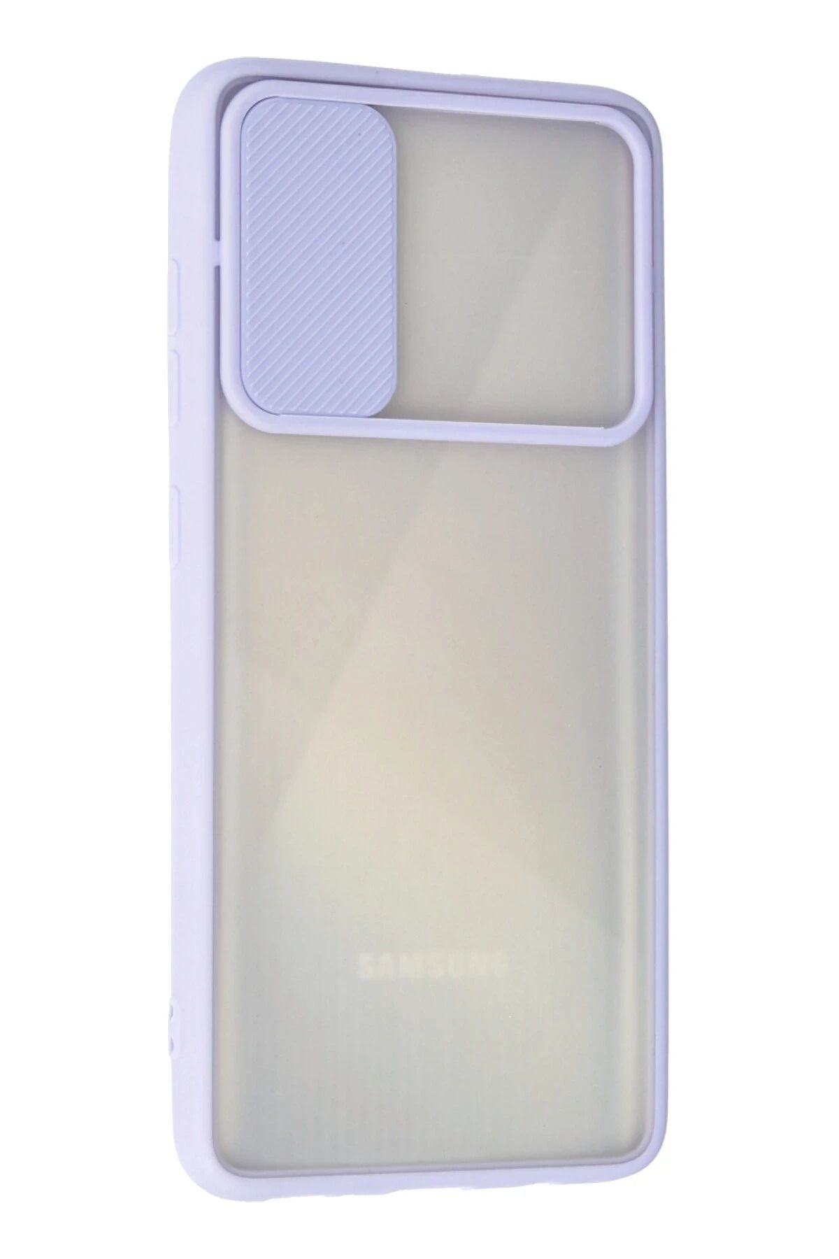 NewFace Samsung Galaxy A71 Kılıf Palm Buzlu Kamera Sürgülü Silikon - Lila SVLRS