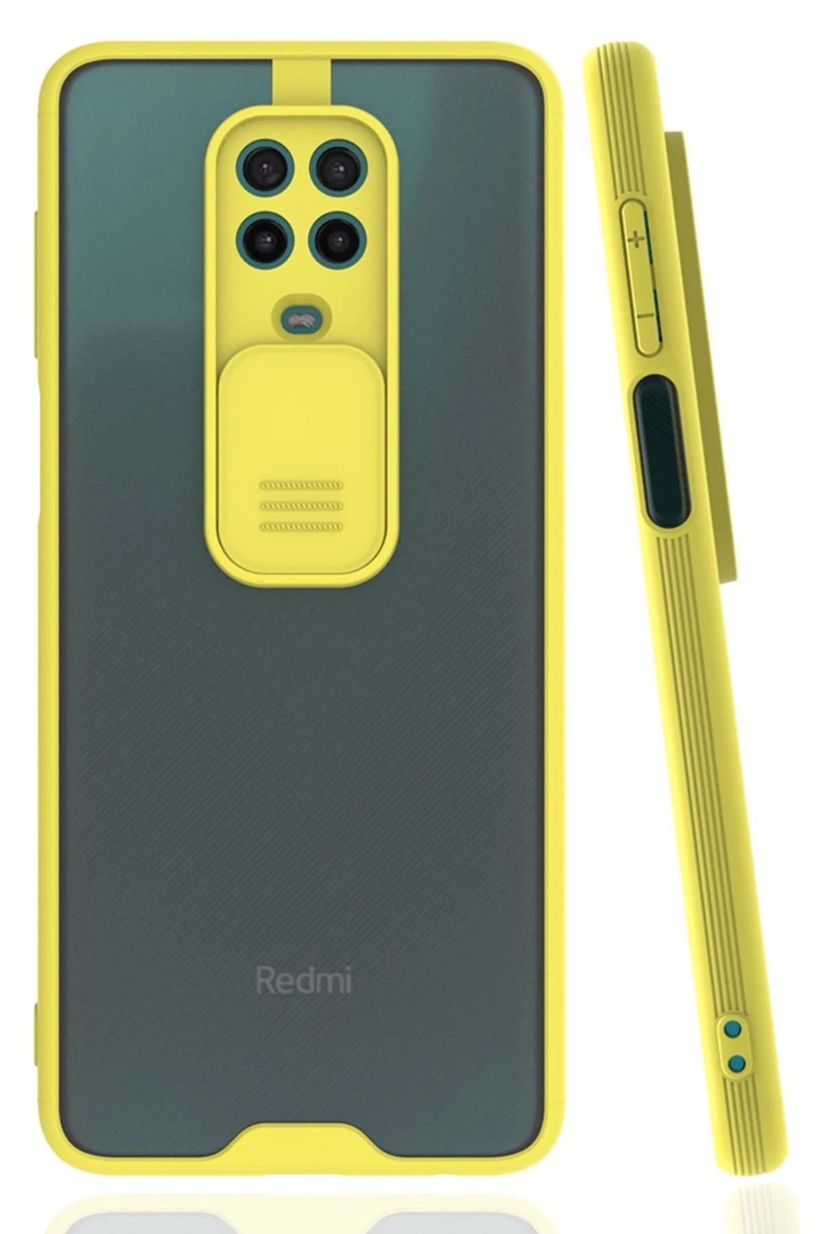 NewFace Xiaomi Redmi Note 9 Pro Kılıf Platin Kamera Koruma Silikon - Sarı GLSTD