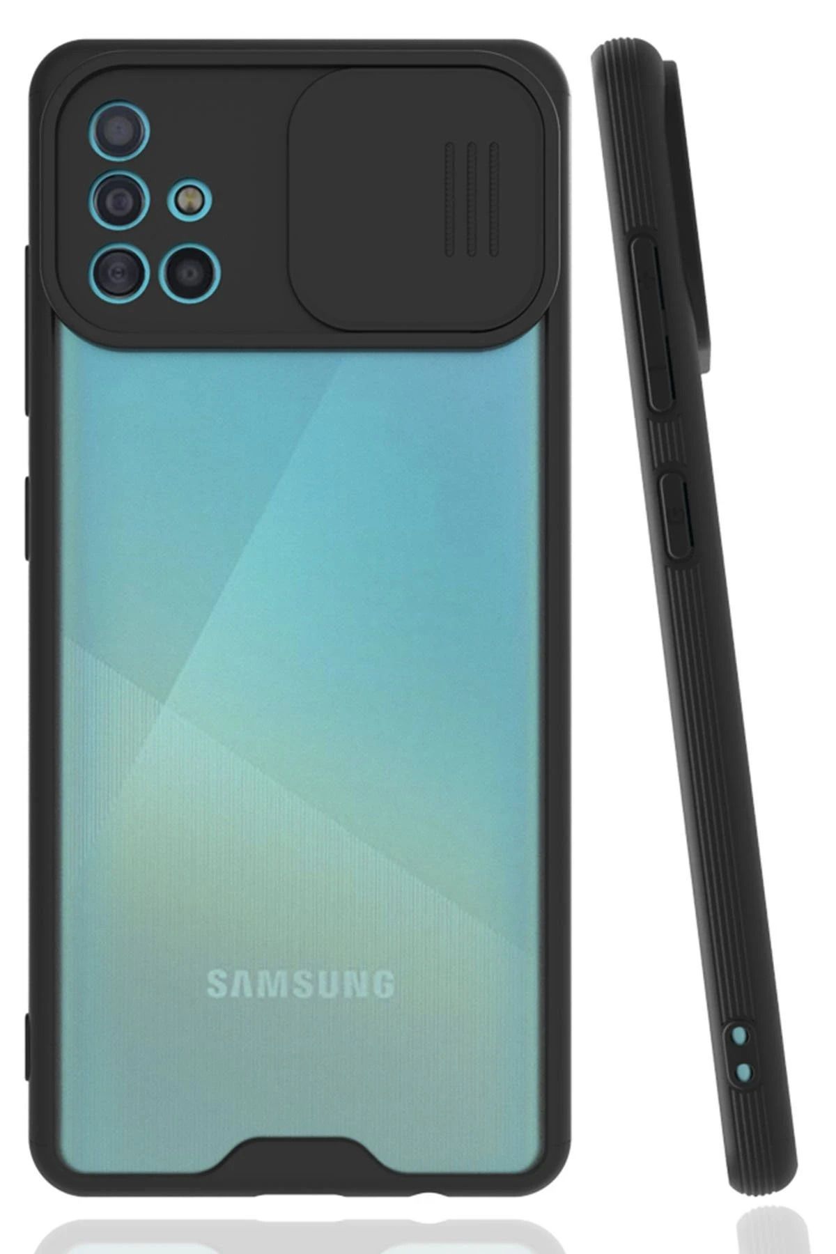 NewFace Samsung Galaxy A51 Kılıf Platin Kamera Koruma Silikon - Siyah SVLRS