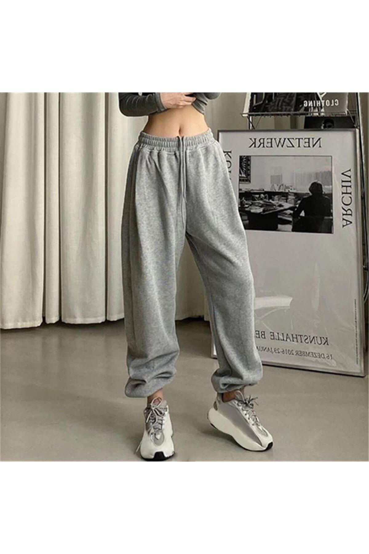 BALİNA Düz Gri Melanj Oversize (Unisex) Eşofman -ALH