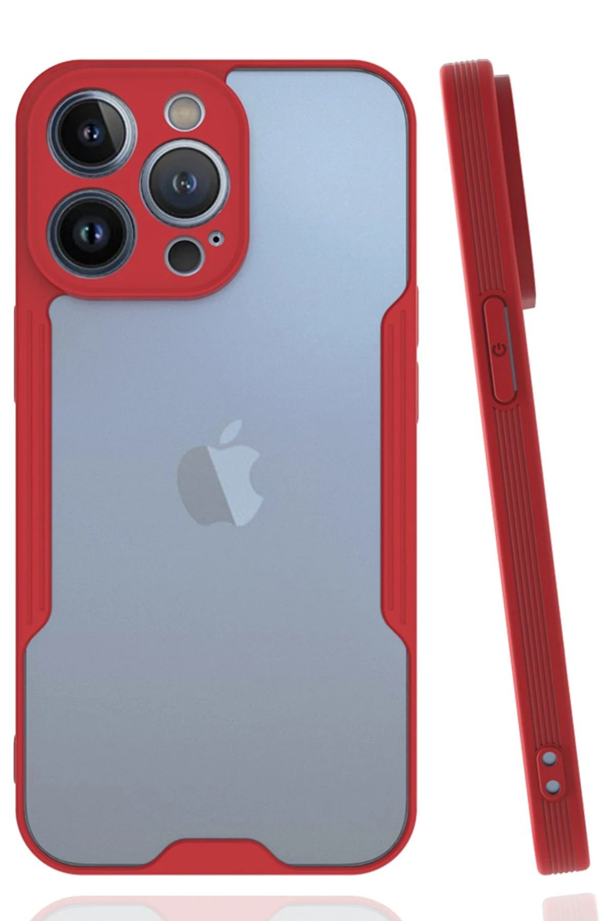 NewFace iPhone 14 Pro Kılıf Platin Silikon - Kırmızı GLSTD