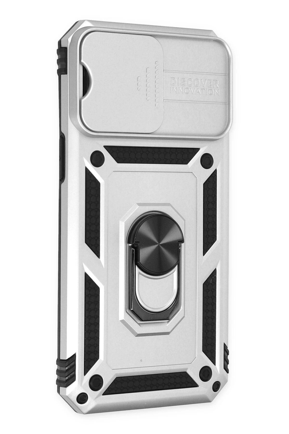 NewFace iPhone 14 Pro Kılıf Pars Lens Yüzüklü Silikon - Gümüş GLSTD
