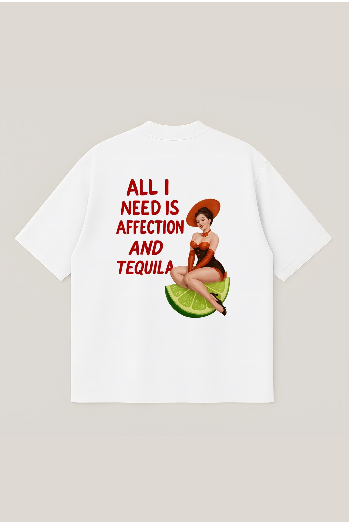 Moon Dancer All I Need Unisex Oversize Baskılı Boxy Fit Kalın Kumaşlı T-shirt