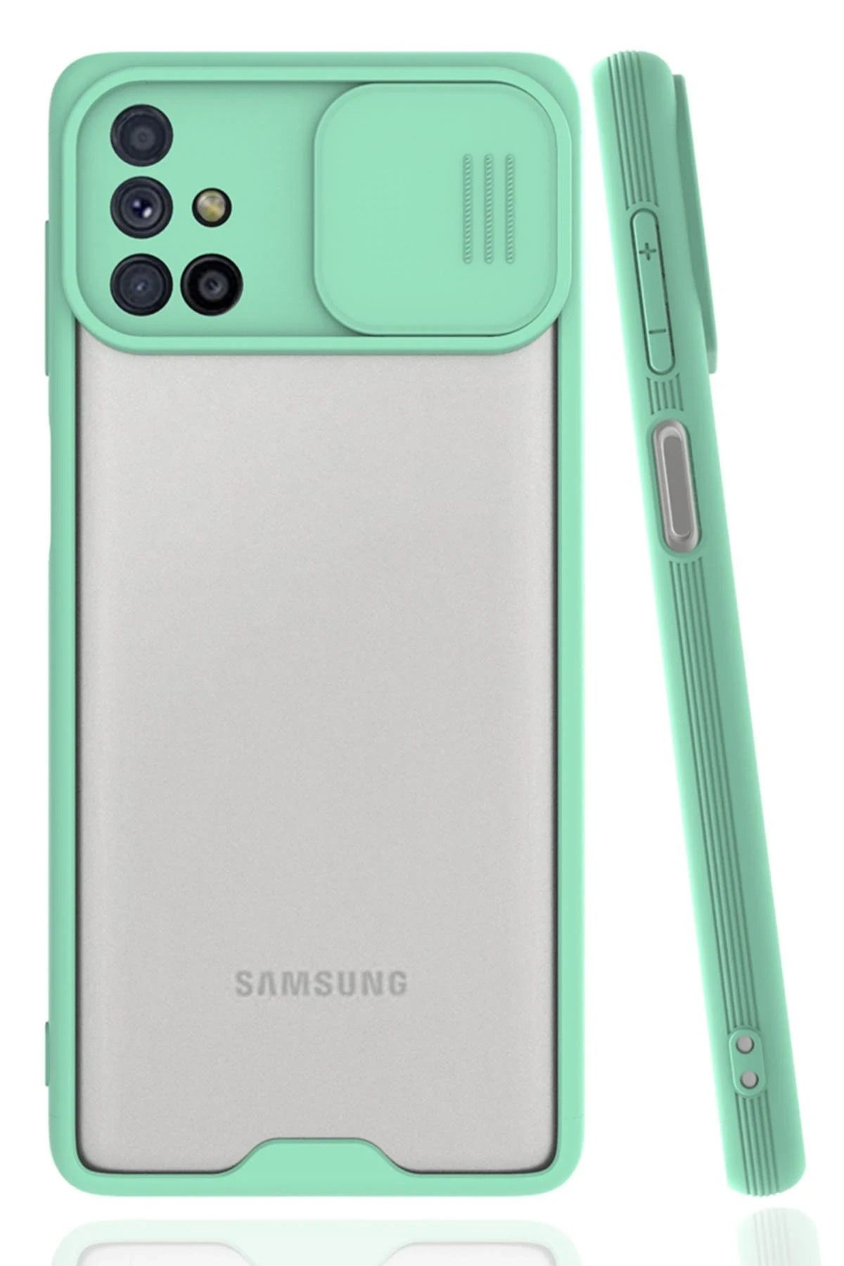 NewFace Samsung Galaxy M51 Kılıf Platin Kamera Koruma Silikon - Açık Yeşil GLSTD