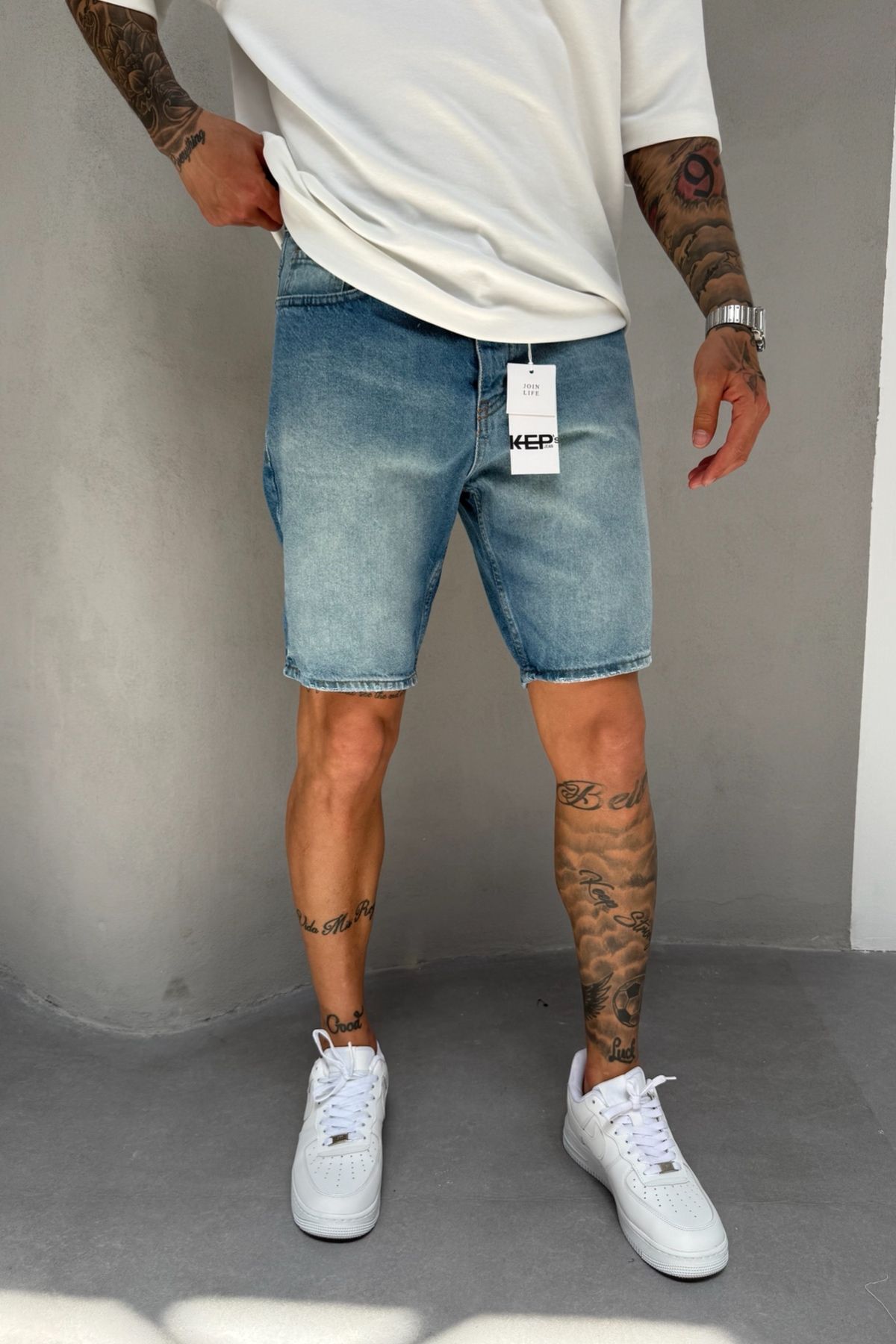 MADZEYMODA Mavi Denim Kumaş Erkek Jean Kot Şort Mz524