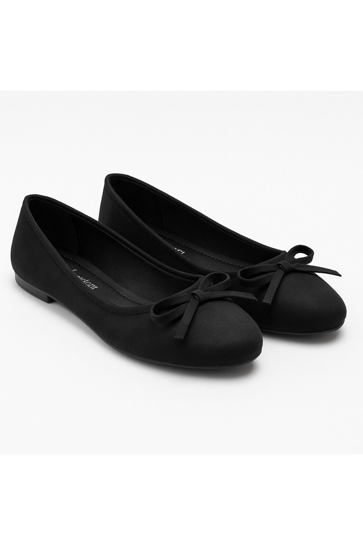 palatti shoes Kadın Babet Siyah Süet Fiyonklu Hafif Rahat Şık Günlük Ayakkabı