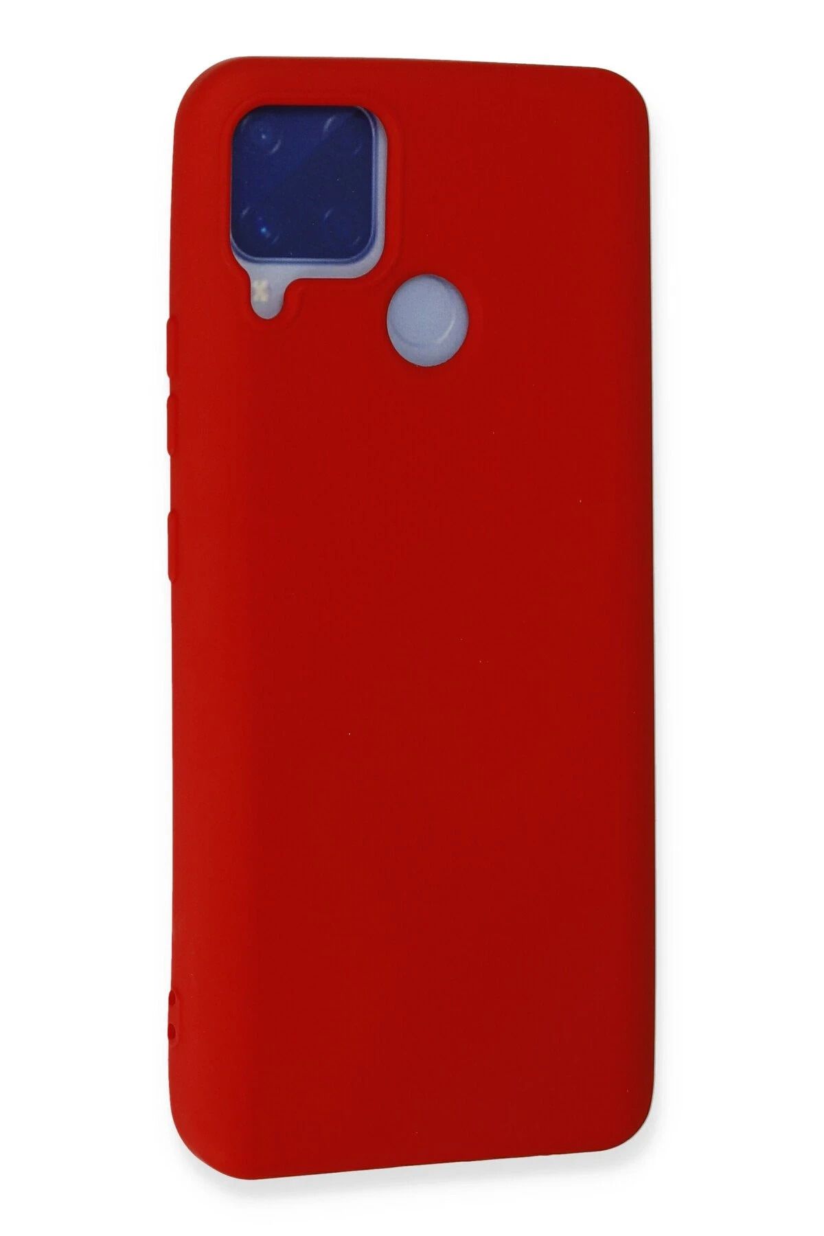 NewFace Realme C15 Kılıf Nano içi Kadife Silikon - Kırmızı uyumlu