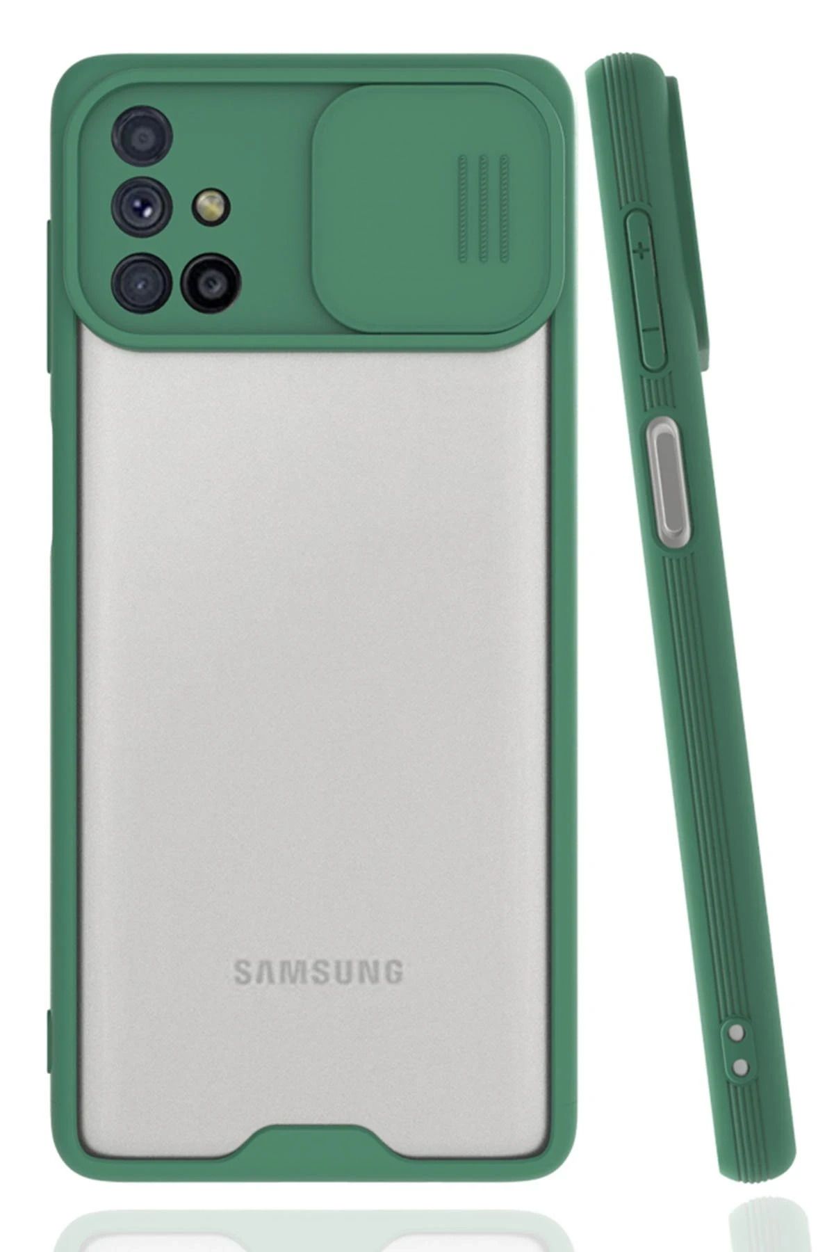 NewFace Samsung Galaxy M51 Kılıf Platin Kamera Koruma Silikon - Yeşil GLSTD
