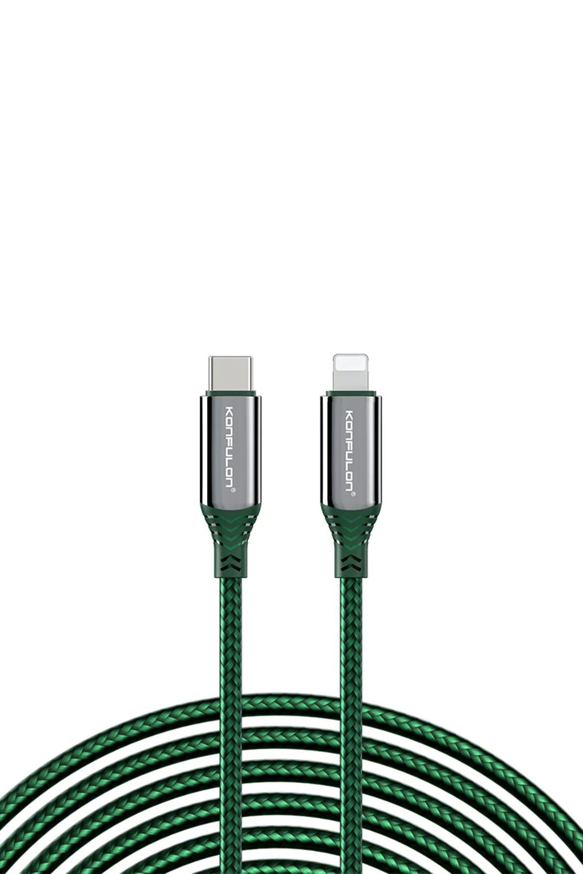 Konfulon DC35 Type-C to Lightning Kablo 1MT - Yeşil GLSTD