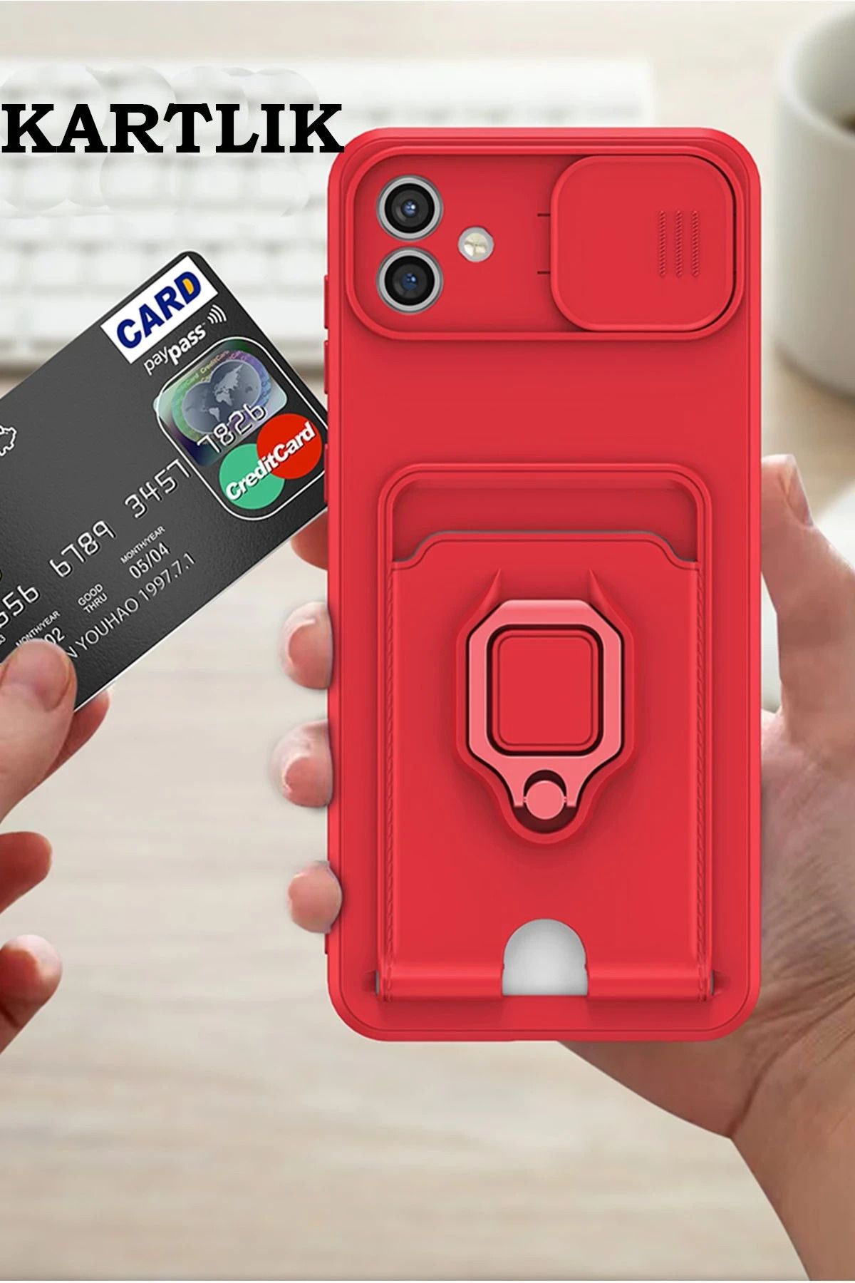 NewFace Samsung Galaxy A05 Kılıf Zuma Kartvizitli Yüzüklü Silikon - Pembe GLSTD