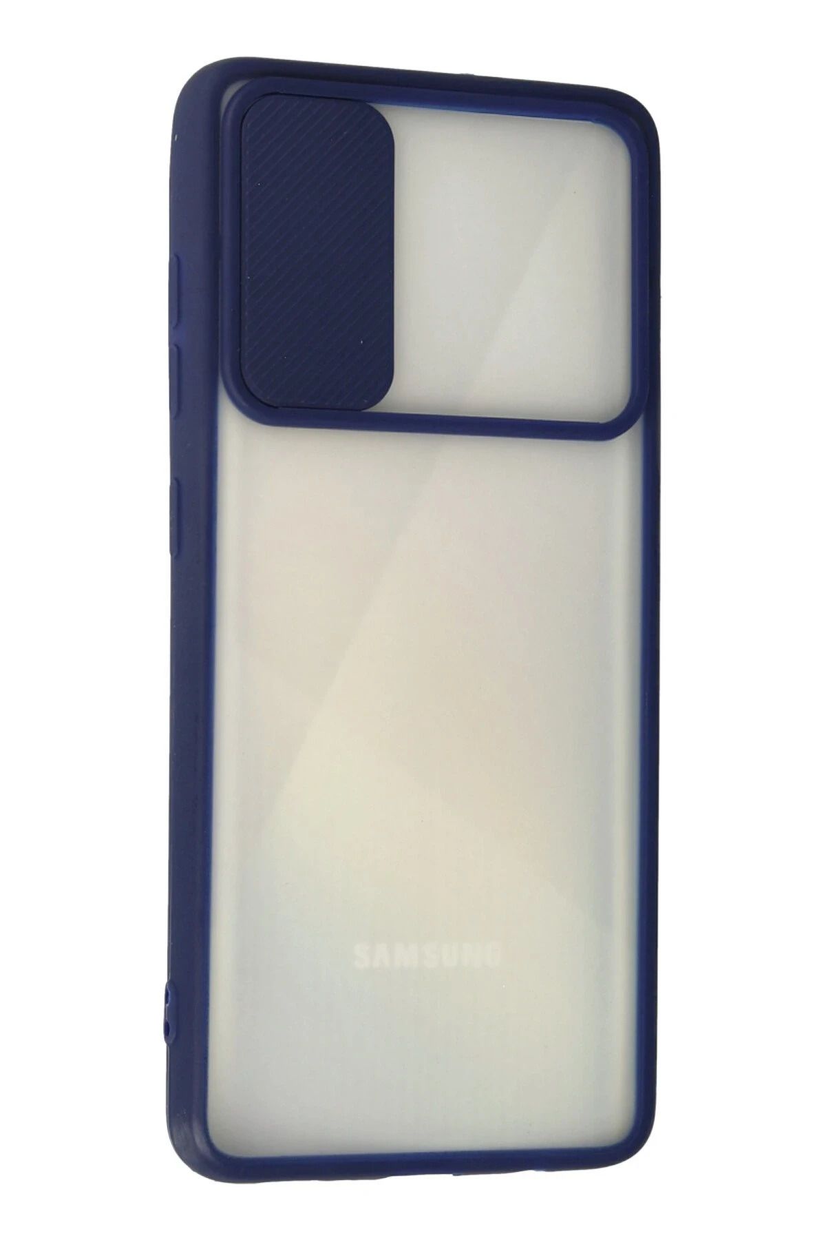NewFace Samsung Galaxy A71 Kılıf Palm Buzlu Kamera Sürgülü Silikon - Lacivert SVLRS