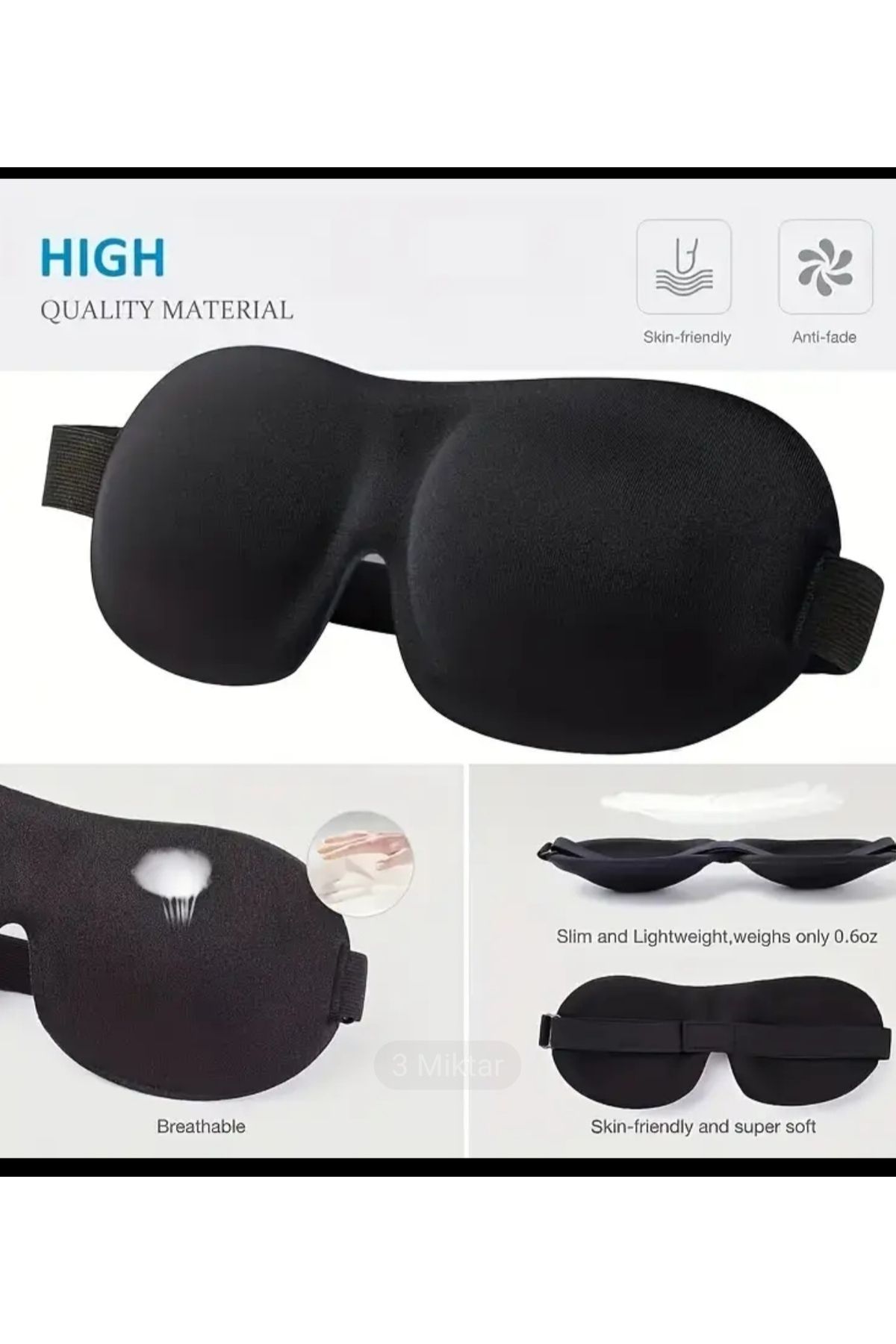 EMKSHOP 3D konturlu Uyku Bandı Işık Engelleyici ayarlanabilir Kayış Nefes Alabilir Göz Maskesi Uyku Gözlüğü