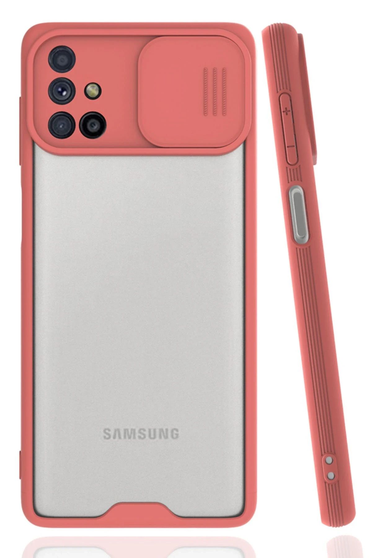 NewFace Samsung Galaxy M31S Kılıf Platin Kamera Koruma Silikon - Pembe GLSTD