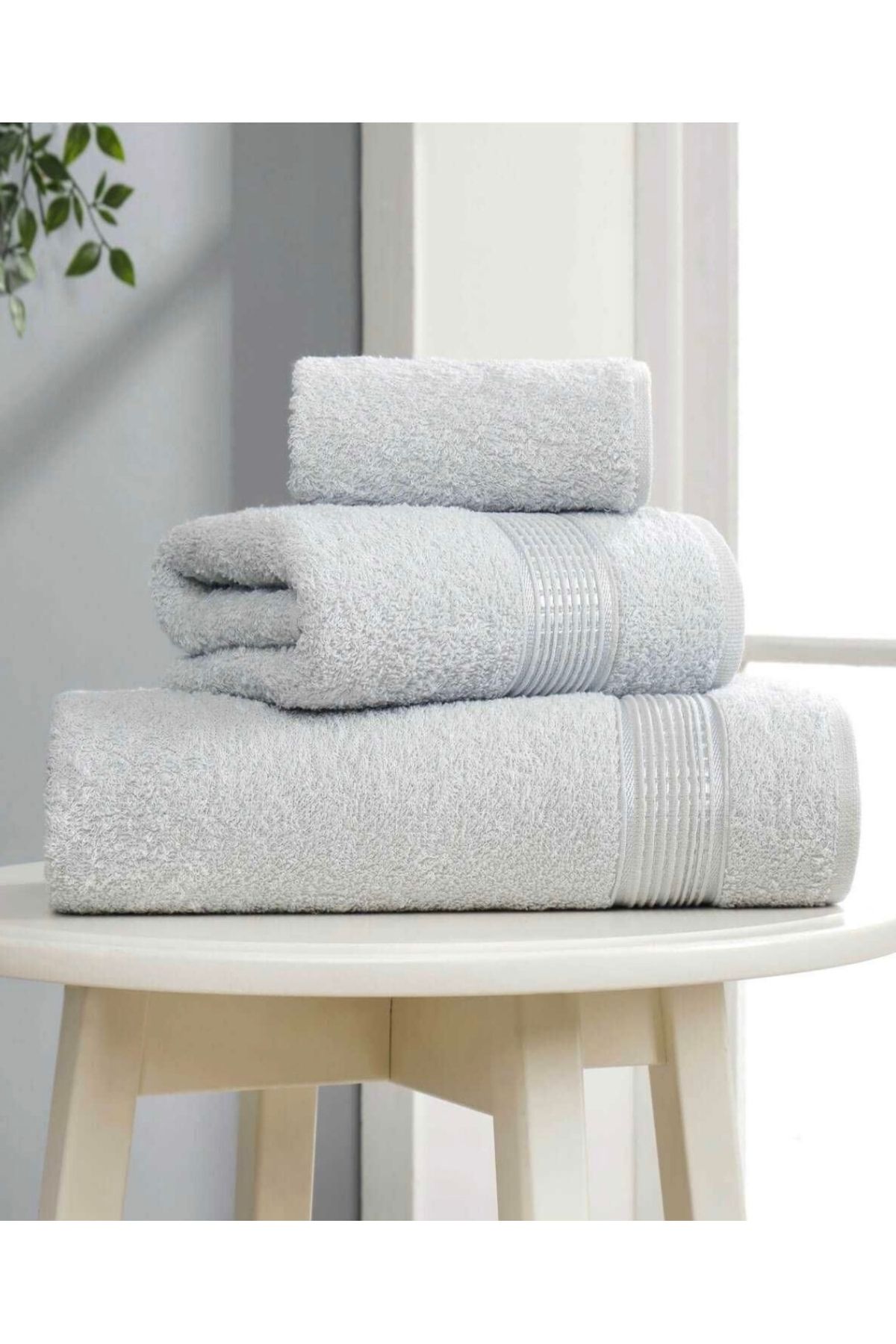 YUANEZ 3 lü Banyo Havlusu Seti %100 Pamuklu 70x140-50x90-30x50 cm