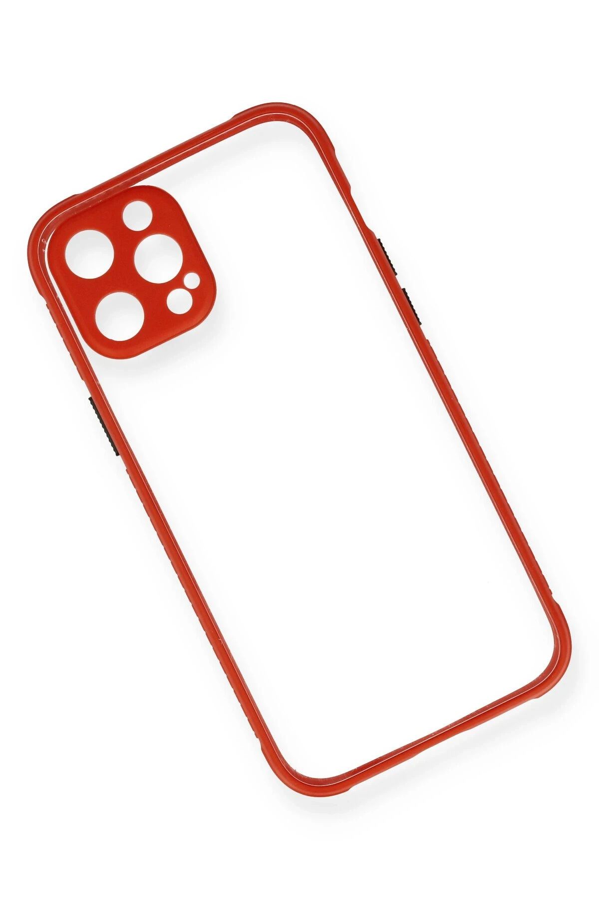 NewFace iPhone 12 Pro Kılıf Miami Şeffaf Silikon - Kırmızı WLZOR