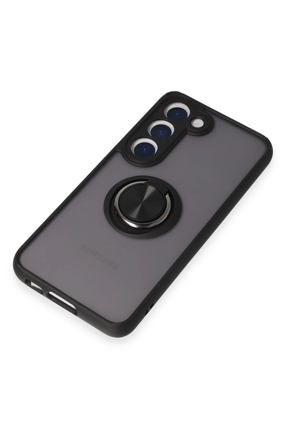 NewFace Samsung Galaxy S23 Kılıf Montreal Yüzüklü Silikon Kapak - Siyah SVLRS