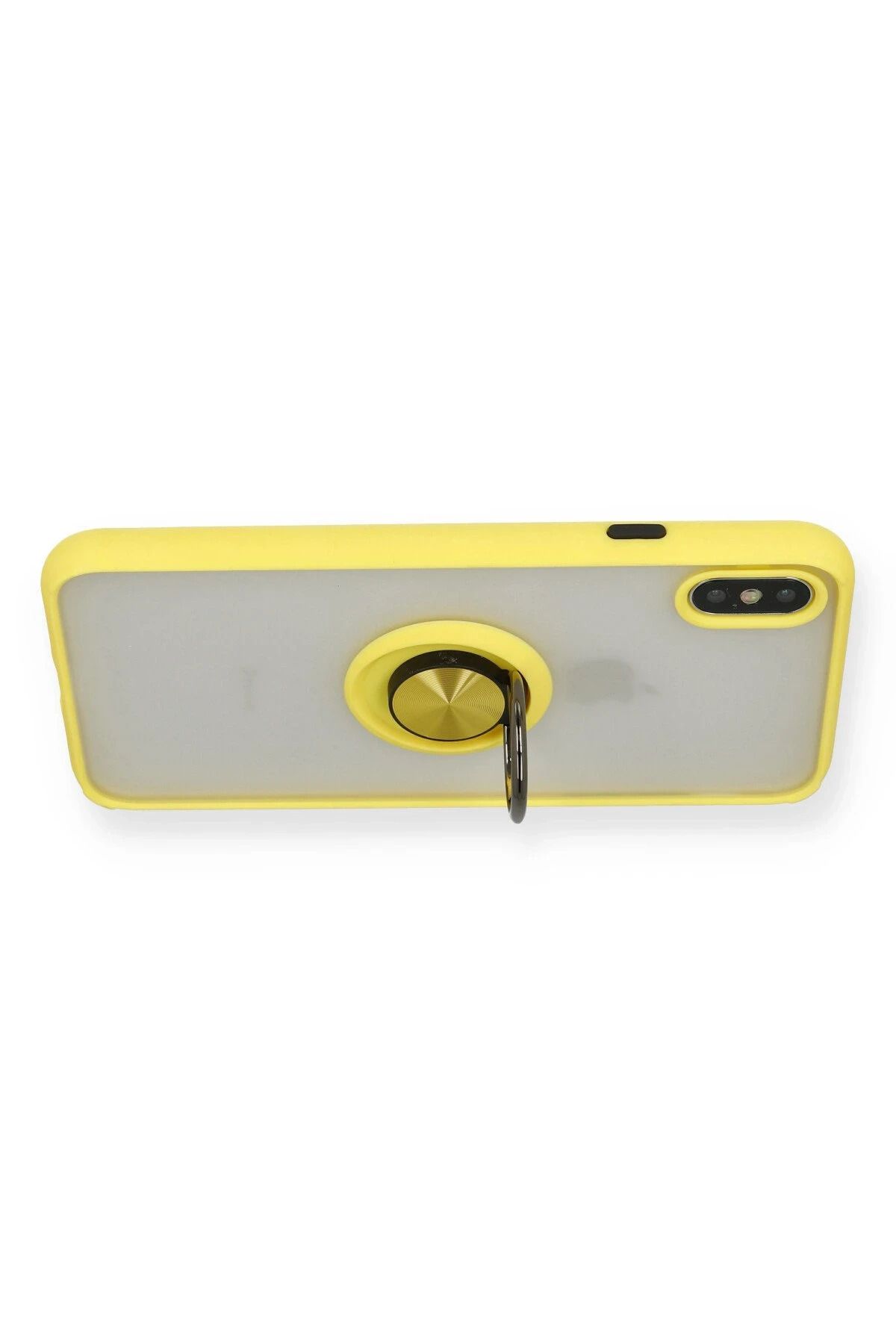 NewFace iPhone X Kılıf Montreal Yüzüklü Silikon Kapak - Sarı NRMSA