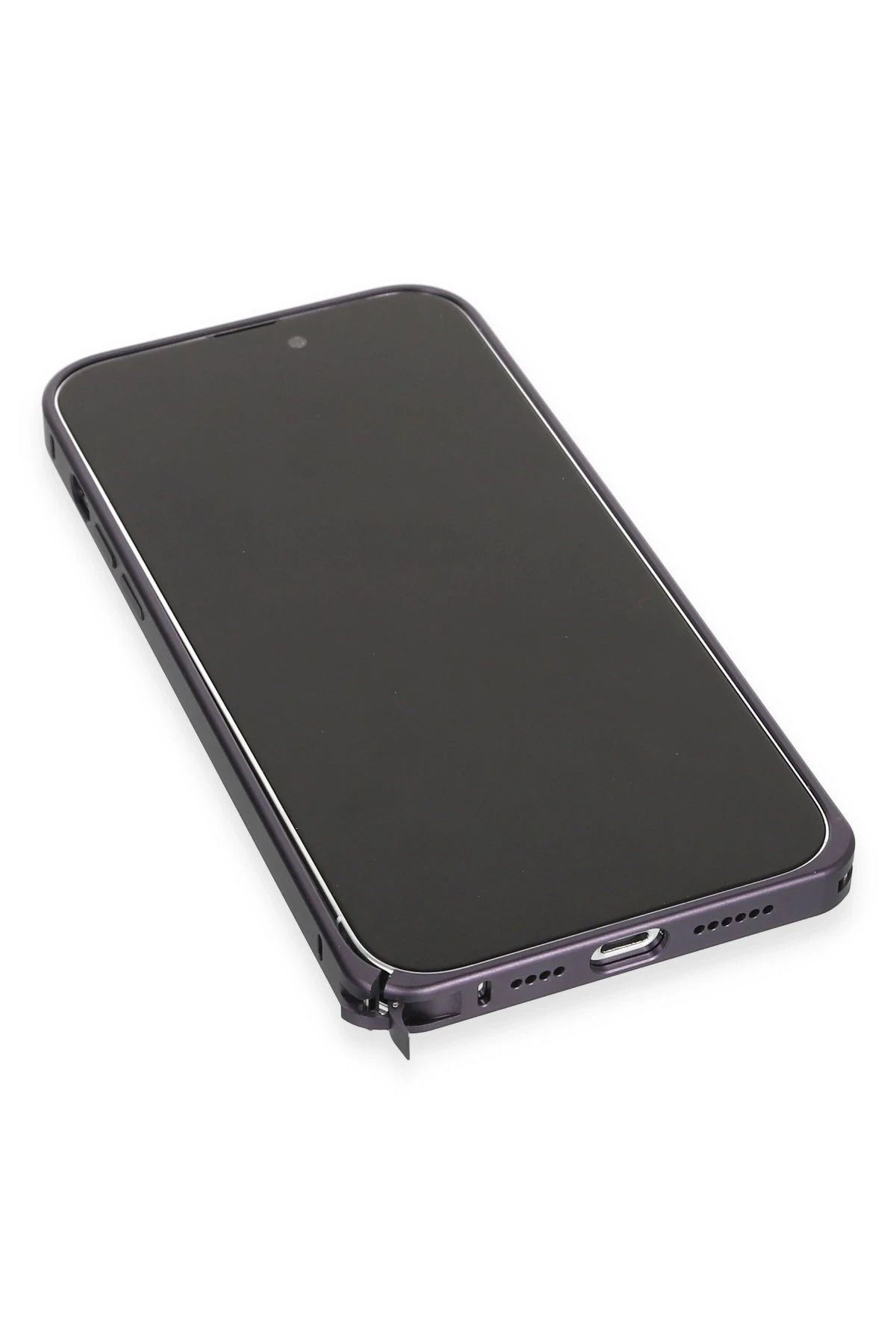 Joko iPhone 14 Pro Kılıf Metal Bumper Magneticsafe Kapak - Derin Mor GLSTD