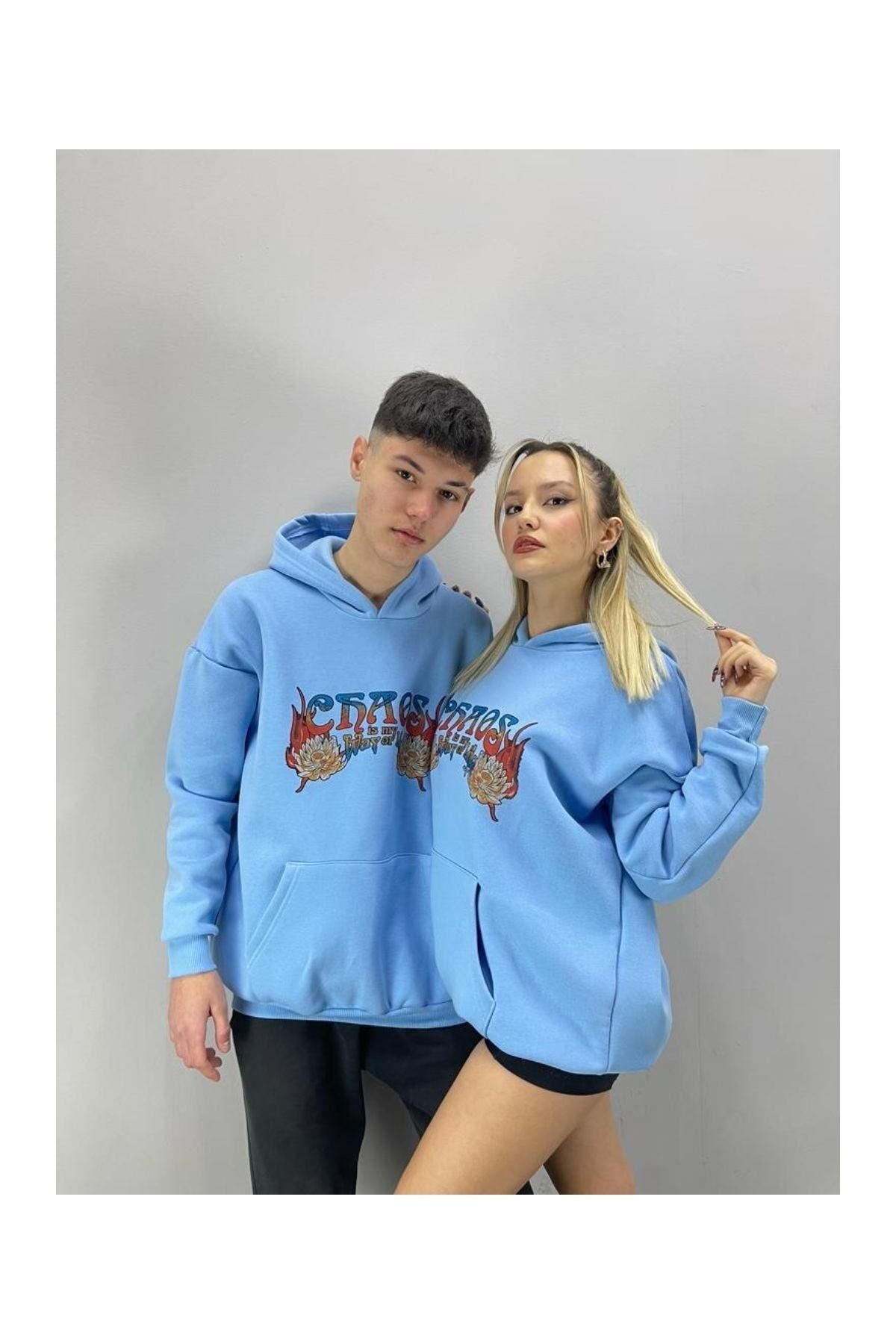 GIANTSTORE Unisex Mavi Eraos Baskılı Sevgili Çift Kombini 2' Li Set