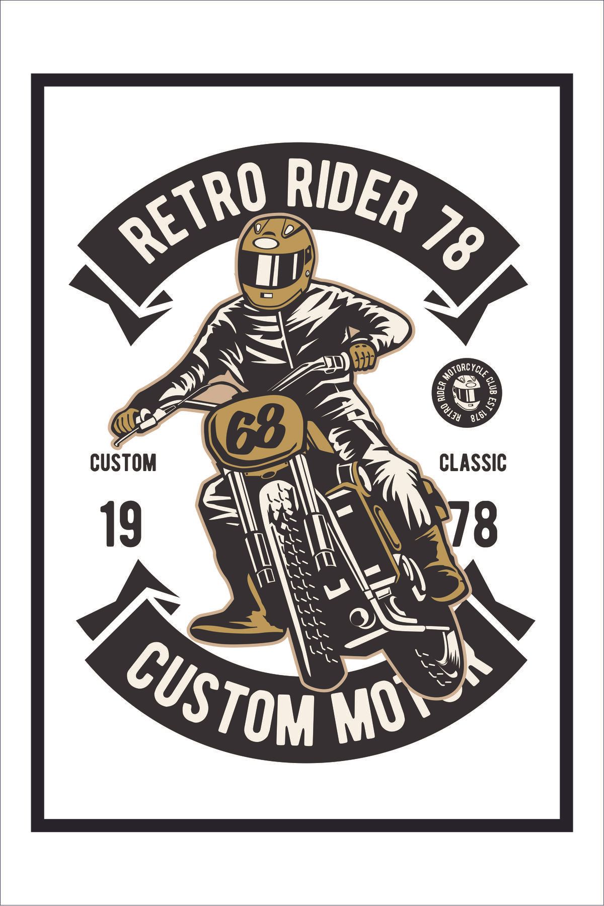 Yeni Yıldız Reklam RETRO RİDER 78 CUSTOM MOTOR A4 TABLO