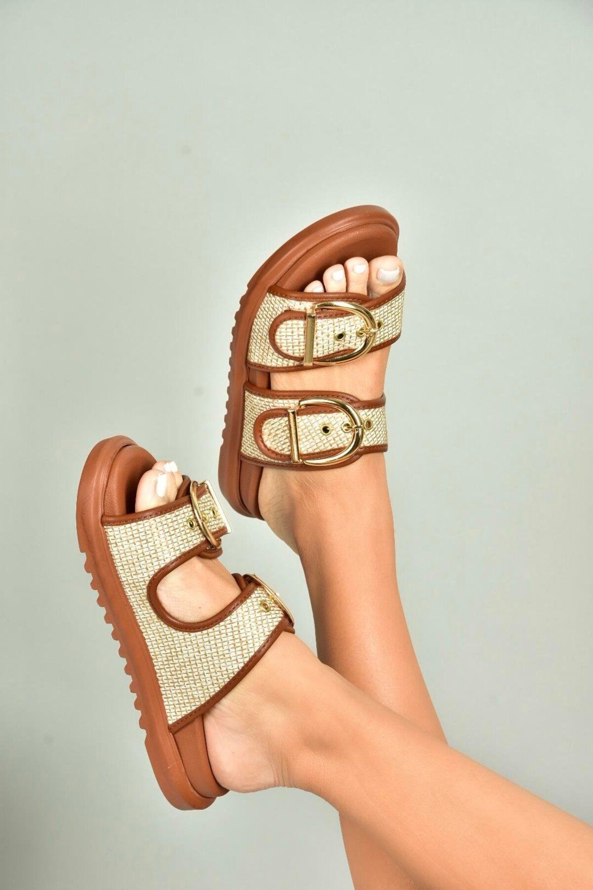 Fox Shoes U725792017 Taba Hasır Kadın Terlik
