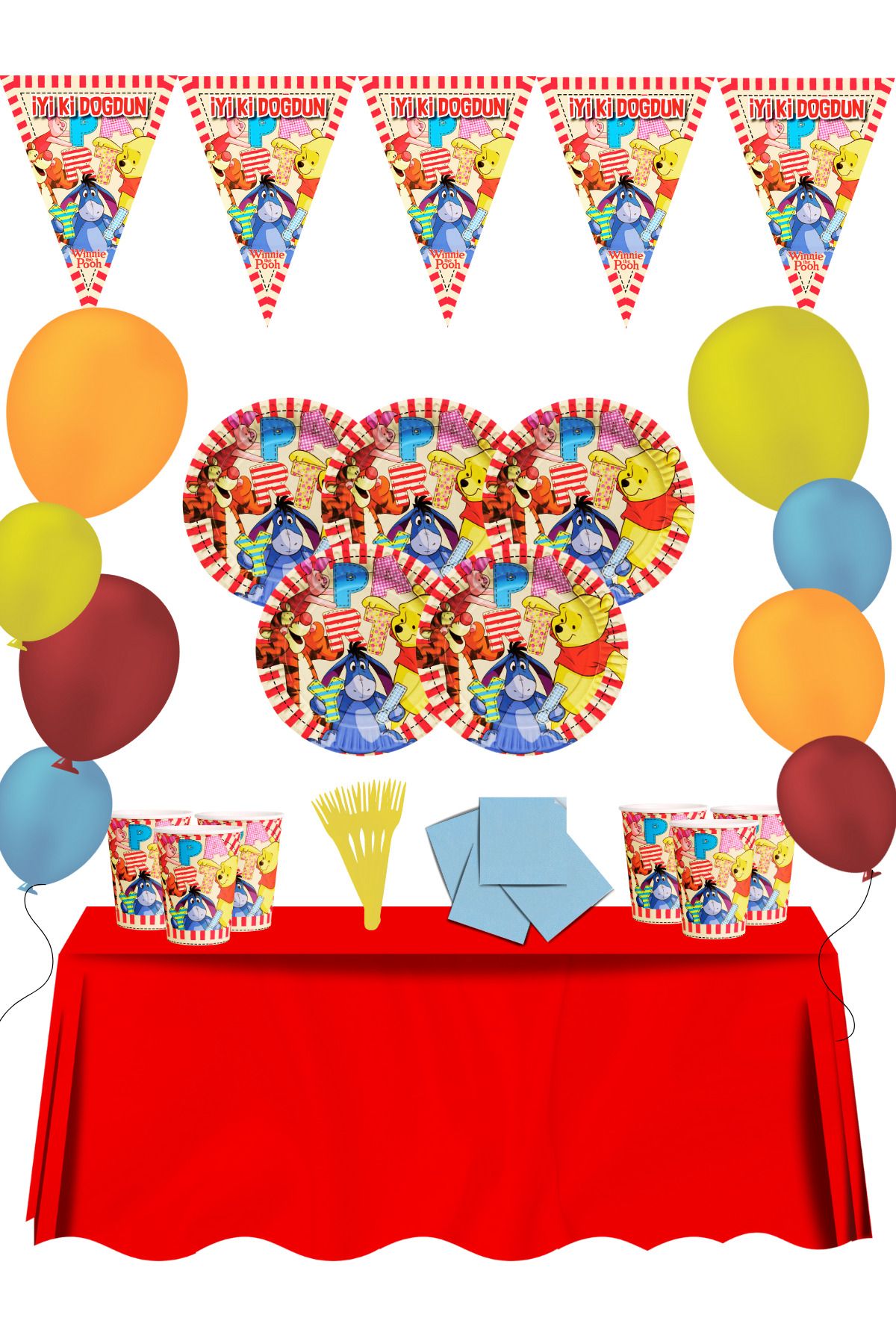 snowparty Winnie The Pooh Piglet Doğum Günü Parti Süsleri Seti