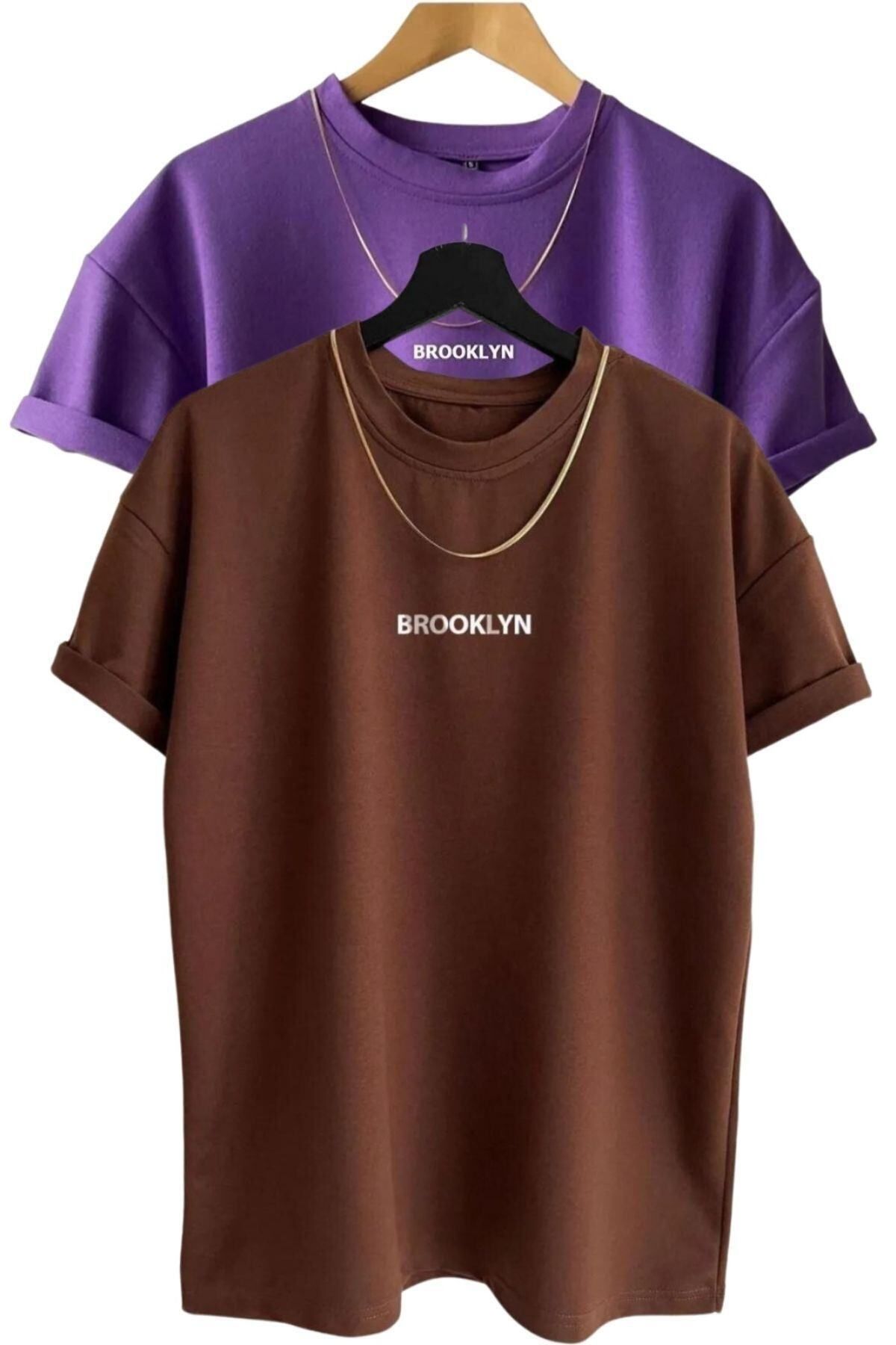 GIANTSTORE Erkek 2'li Brooklyn Oversize Bisiklet Yaka Tshirt