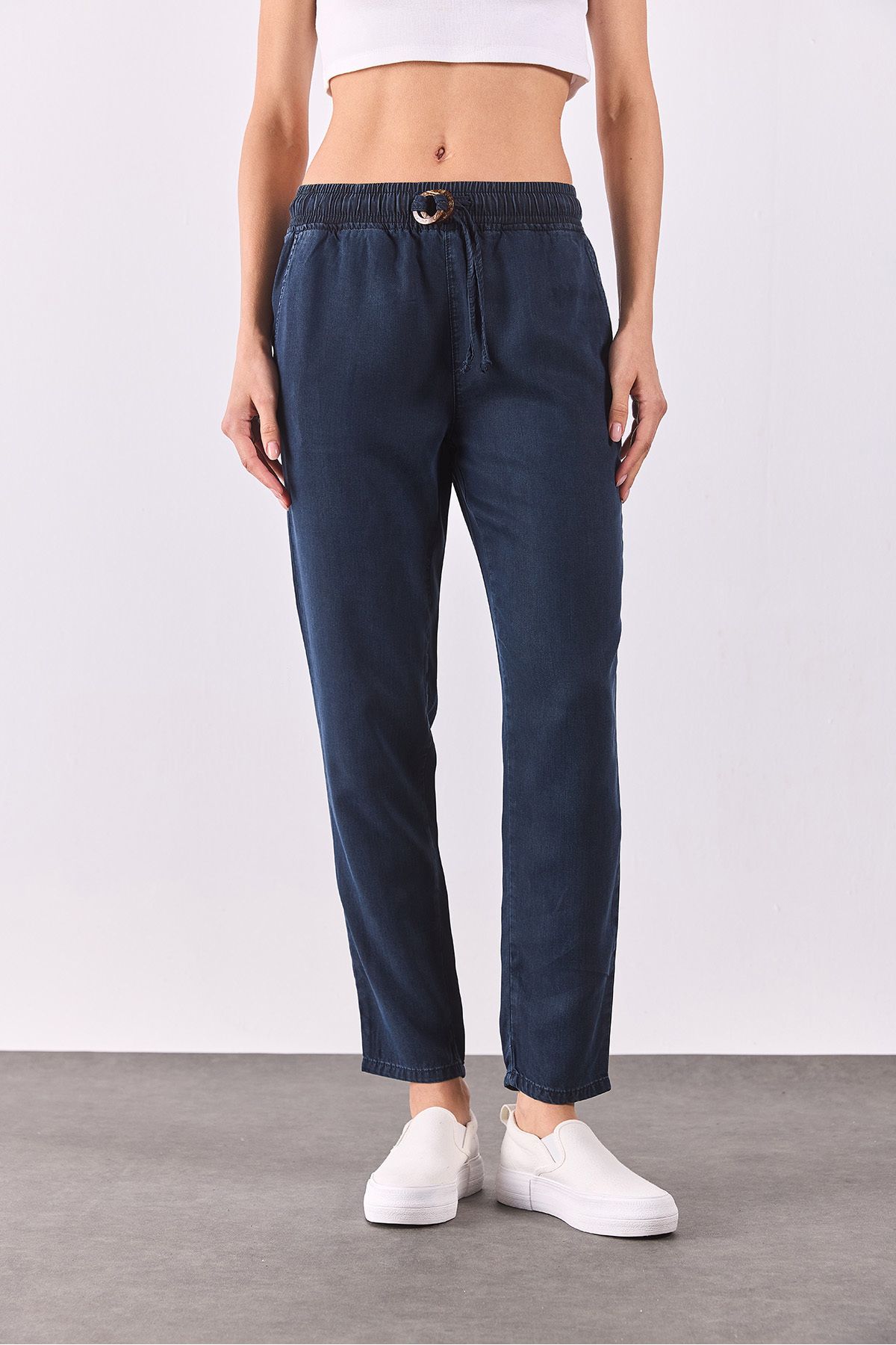 VENA Alian Blue Black Beli Lastikli Beach Pantolon (TENCEL)(TM) - BLUE BLACK