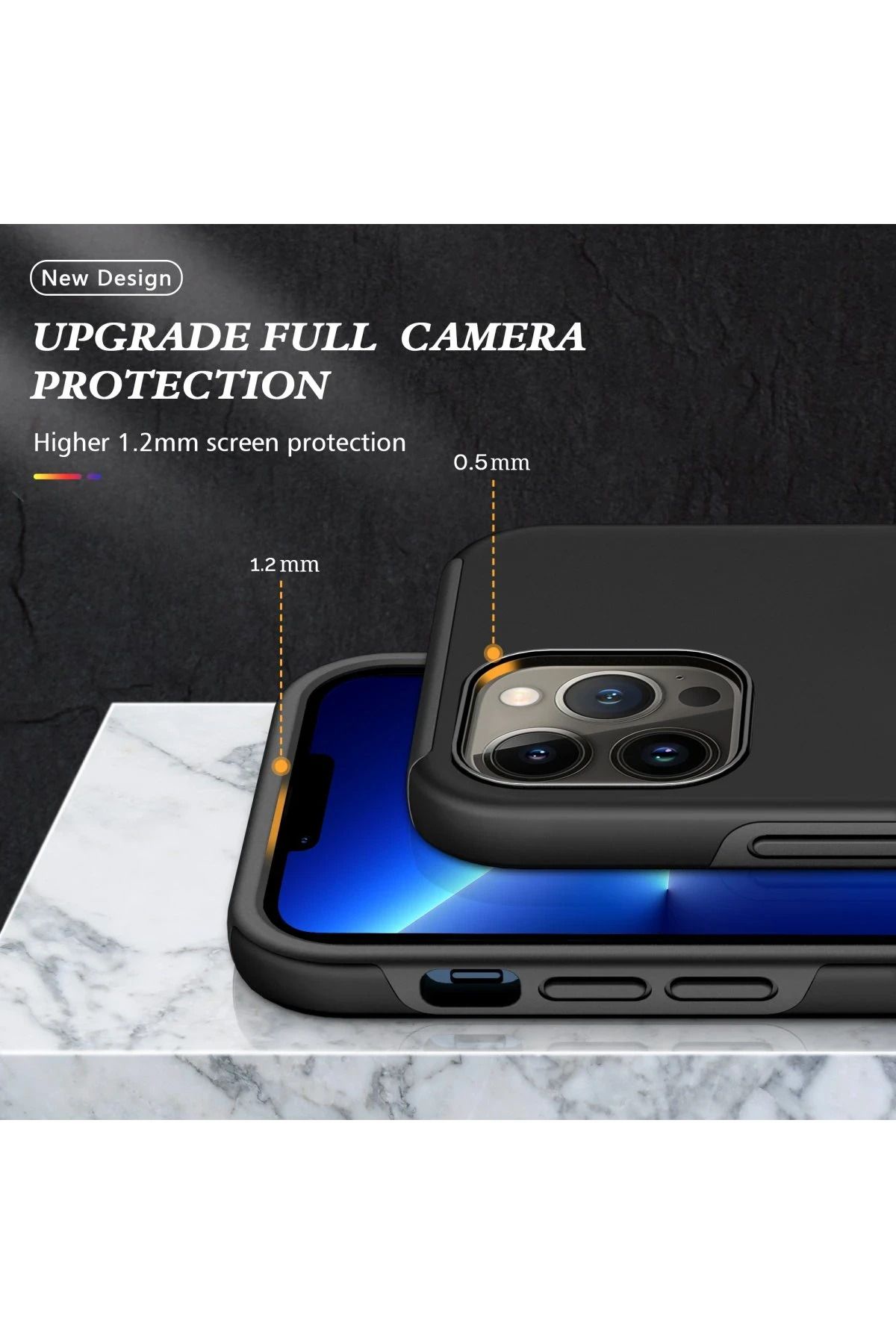 NewFace iPhone 13 Pro Max Kılıf Elit Yüzüklü Kapak - Siyah NRMSA
