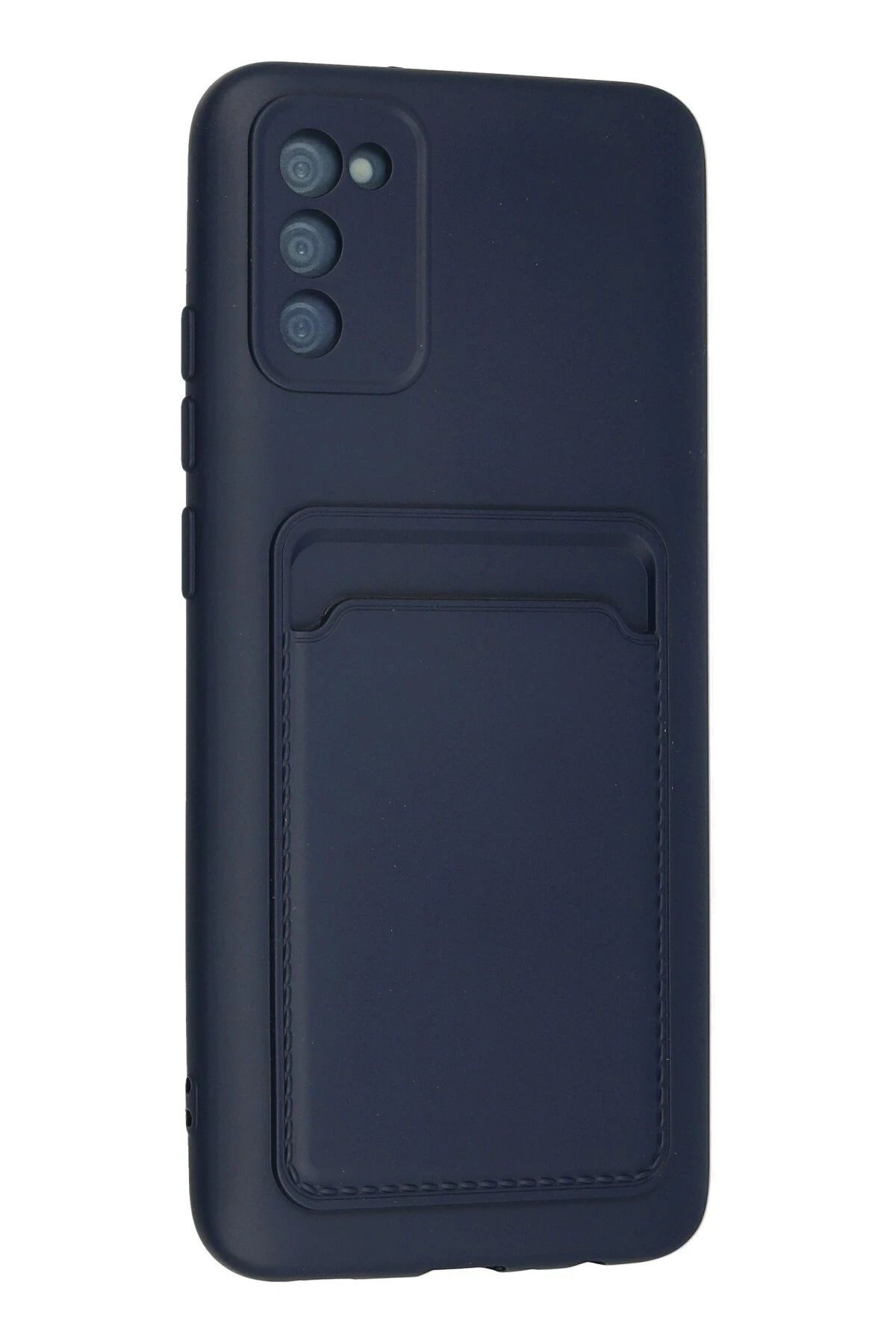 NewFace Samsung Galaxy A02S Kılıf Kelvin Kartvizitli Silikon - Lacivert GLSTD