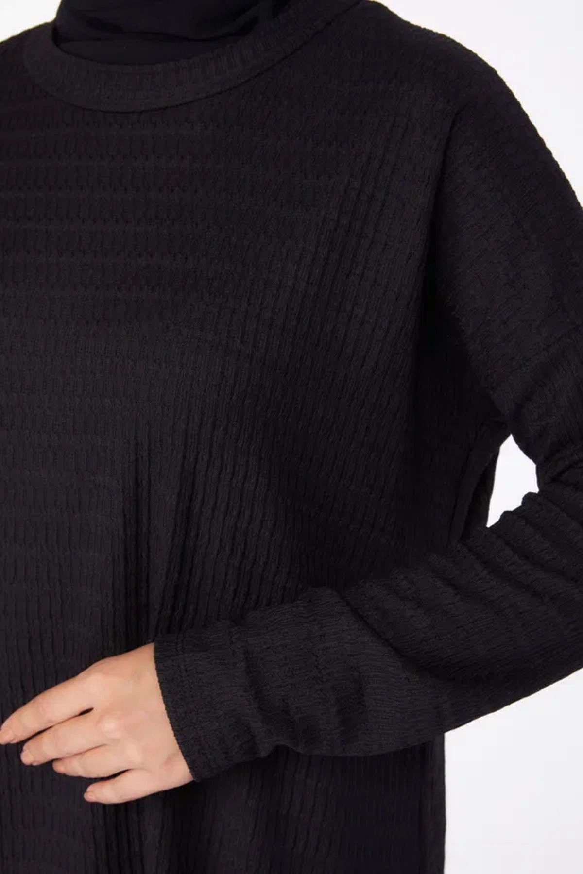 Butik Düz Bisiklet Yaka Kadın Bej Taş Detaylı Elbise - 26282