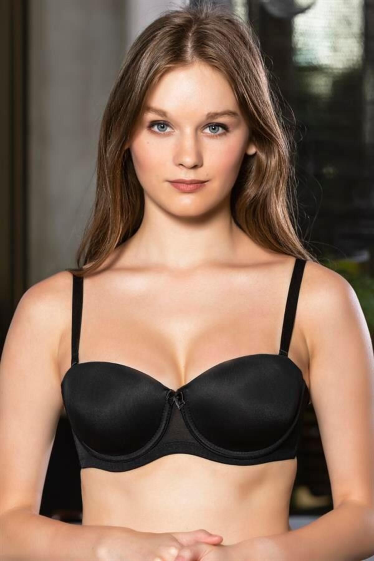Shop58 Straplez Sütyen Siyah (Hediye Çantam1410)