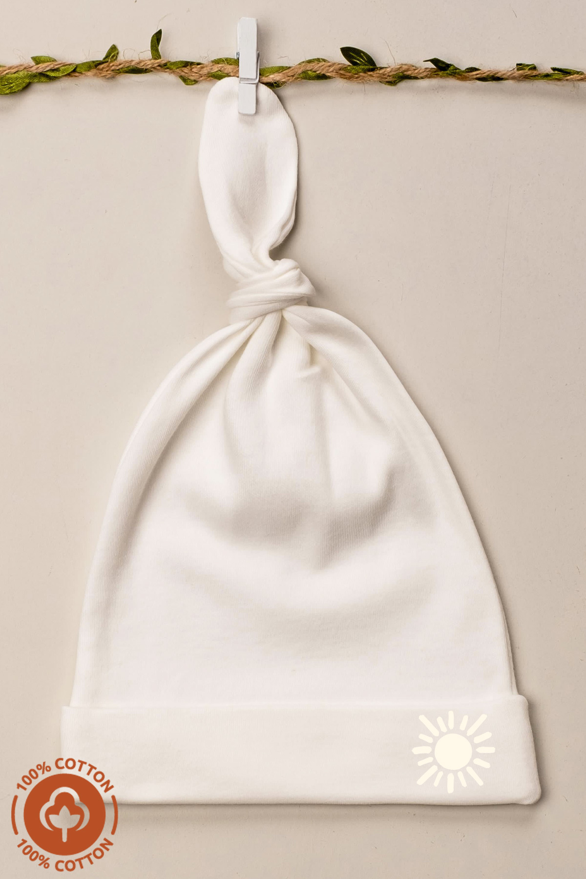 Miniel Unisex Bebek Güneş Baskılı Bağlamalı Penye Organik Pamuklu Yenidoğan 3Lü Bebek Bere Set fotoğrafı 6 (önizleme)