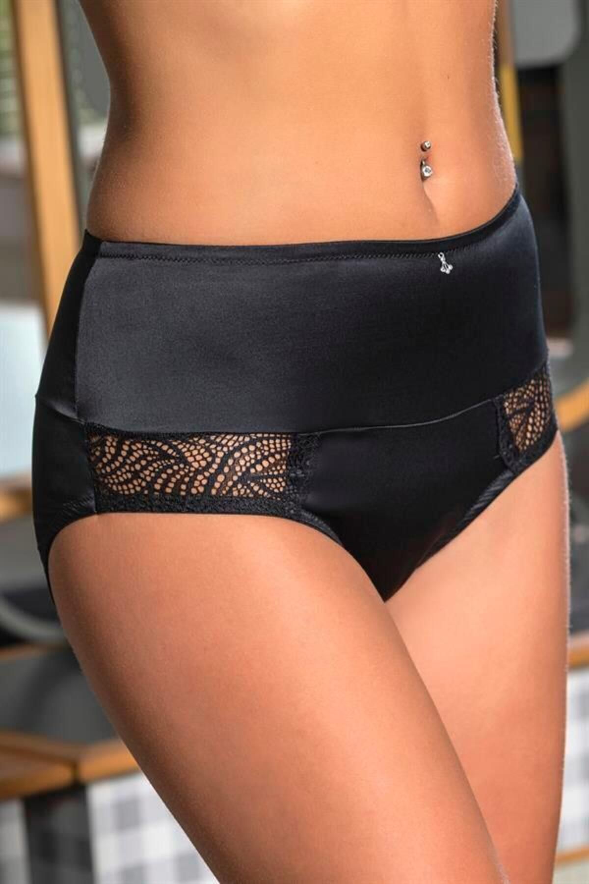 Shop58 Yüksek Bel Slip Külot Siyah (Hediye Çantam21173)
